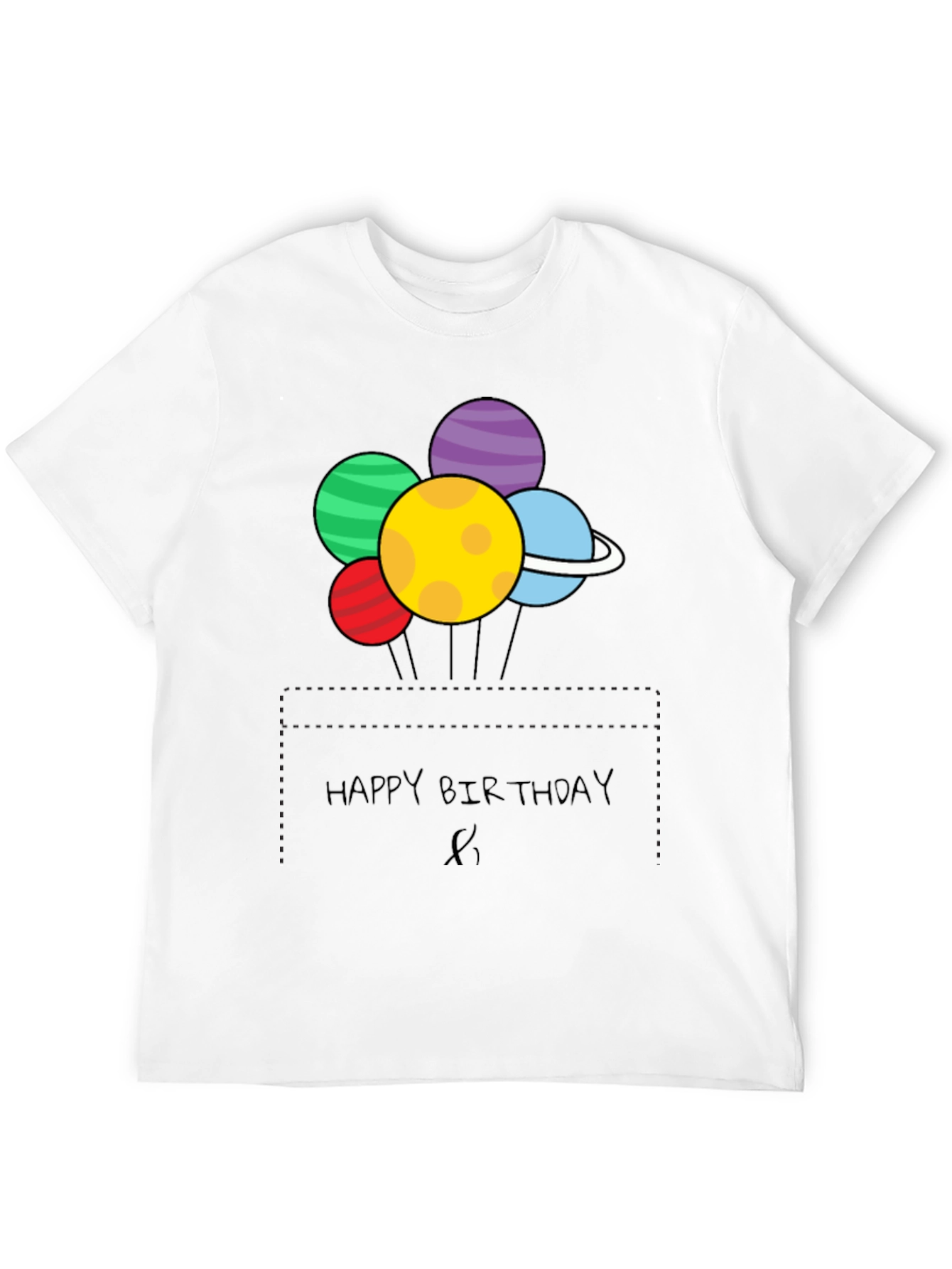 Black Happy Birthday Planet Balloons Graphic Tee view 12