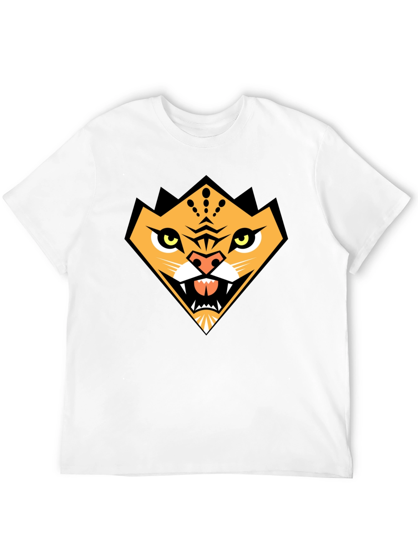 Black Geometric Tiger Graphic Tee - Black Cotton Comfort view 12