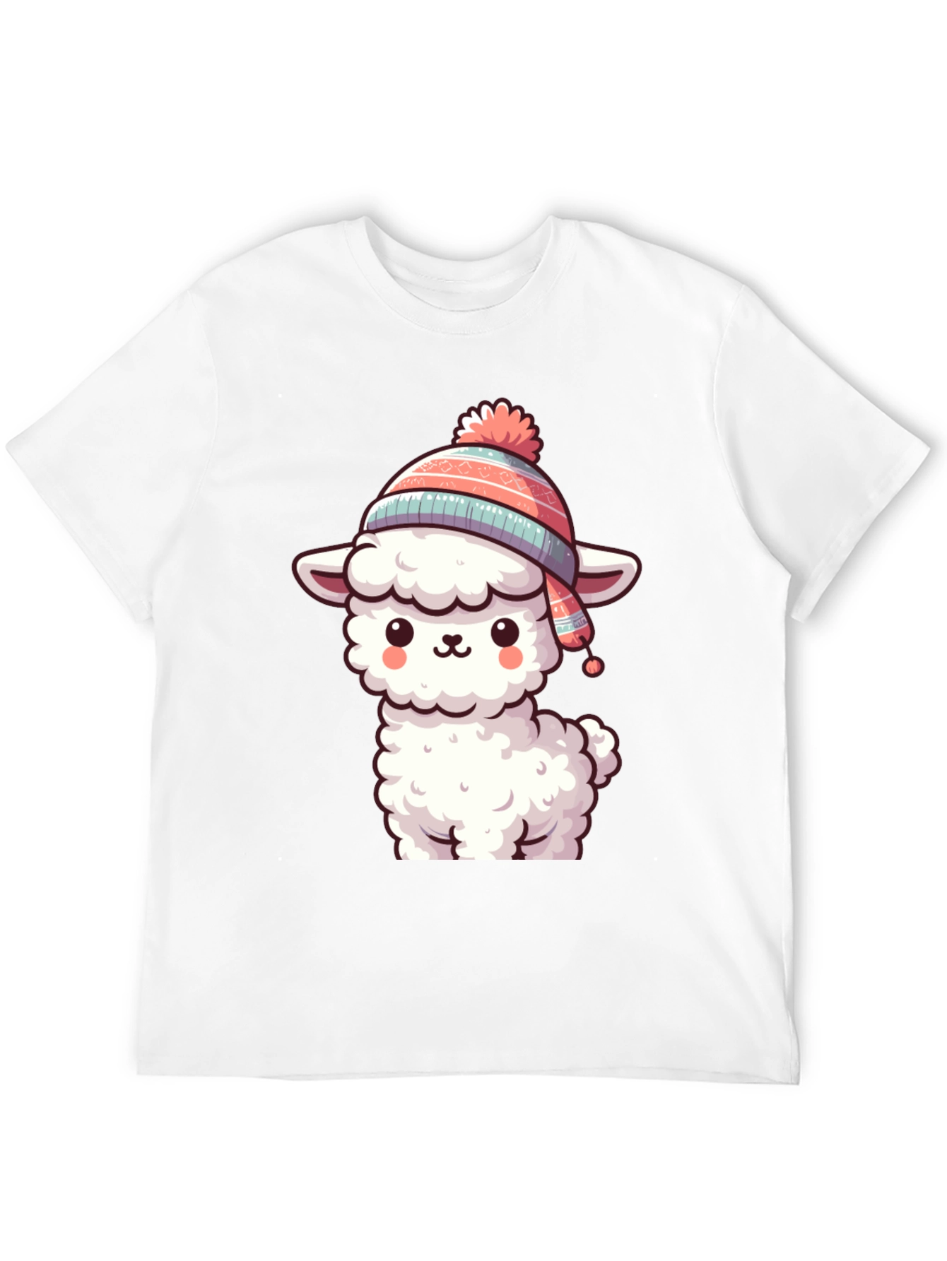 Black Cute Llama in Hat Graphic Tee view 12