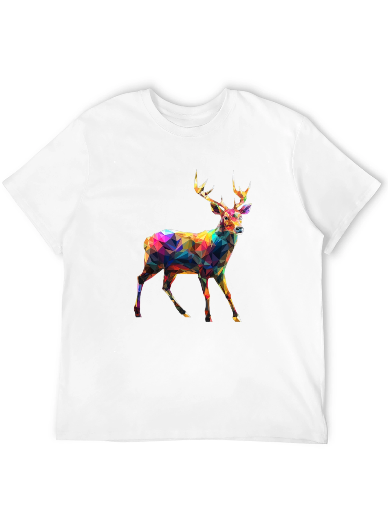 Black Geometric Deer Graphic Tee - Men's Black T-Shirt view 12