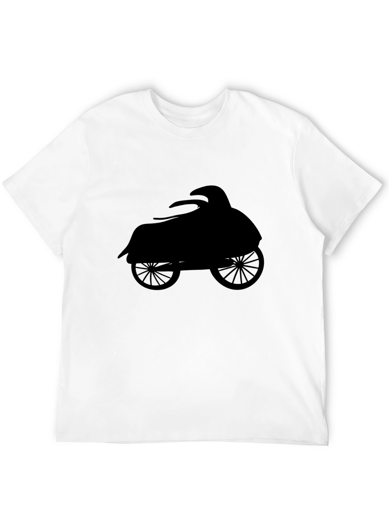 Men's Black T-Shirt with Classic Motorcycle Silhouette - 12