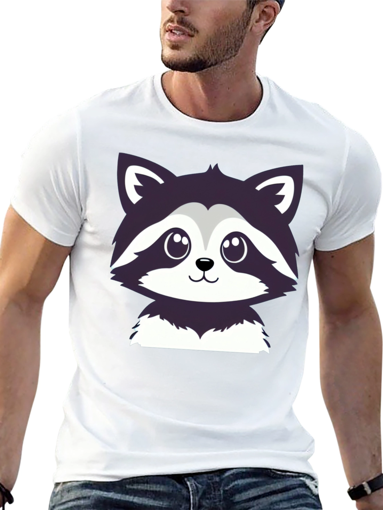 Black Cute Raccoon Graphic Tee - Soft Cotton Blend view 13