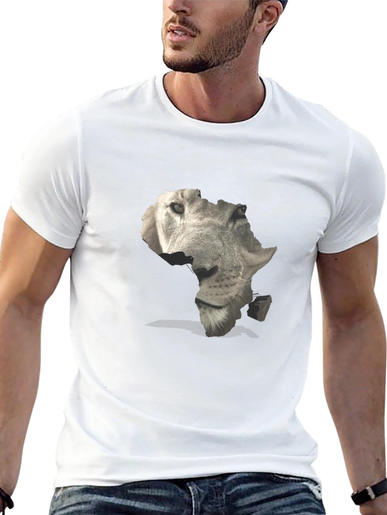 Black Africa Lion Face Graphic Tee - Black view 13