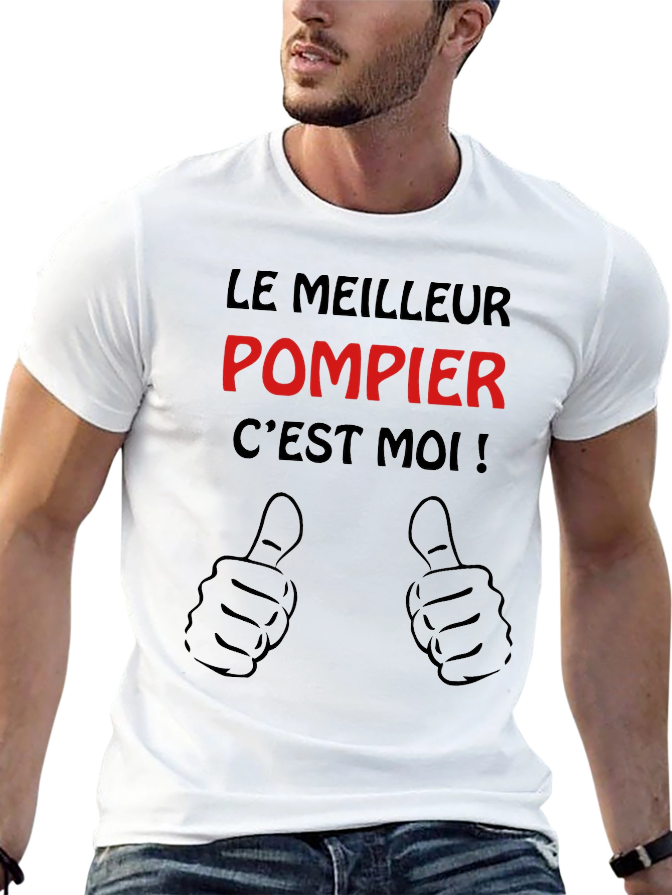Black Le Meilleur Pompier C'est Moi Black T-Shirt view 13