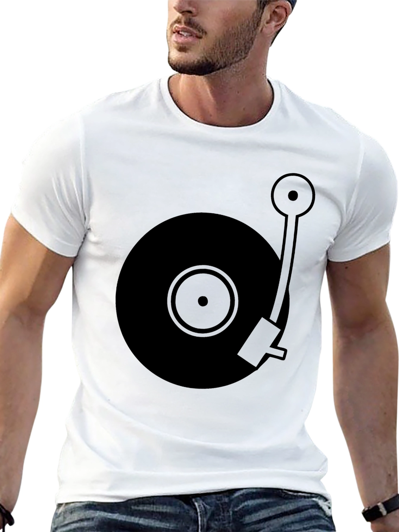 Black Vintage Turntable Graphic T-Shirt - Black view 13