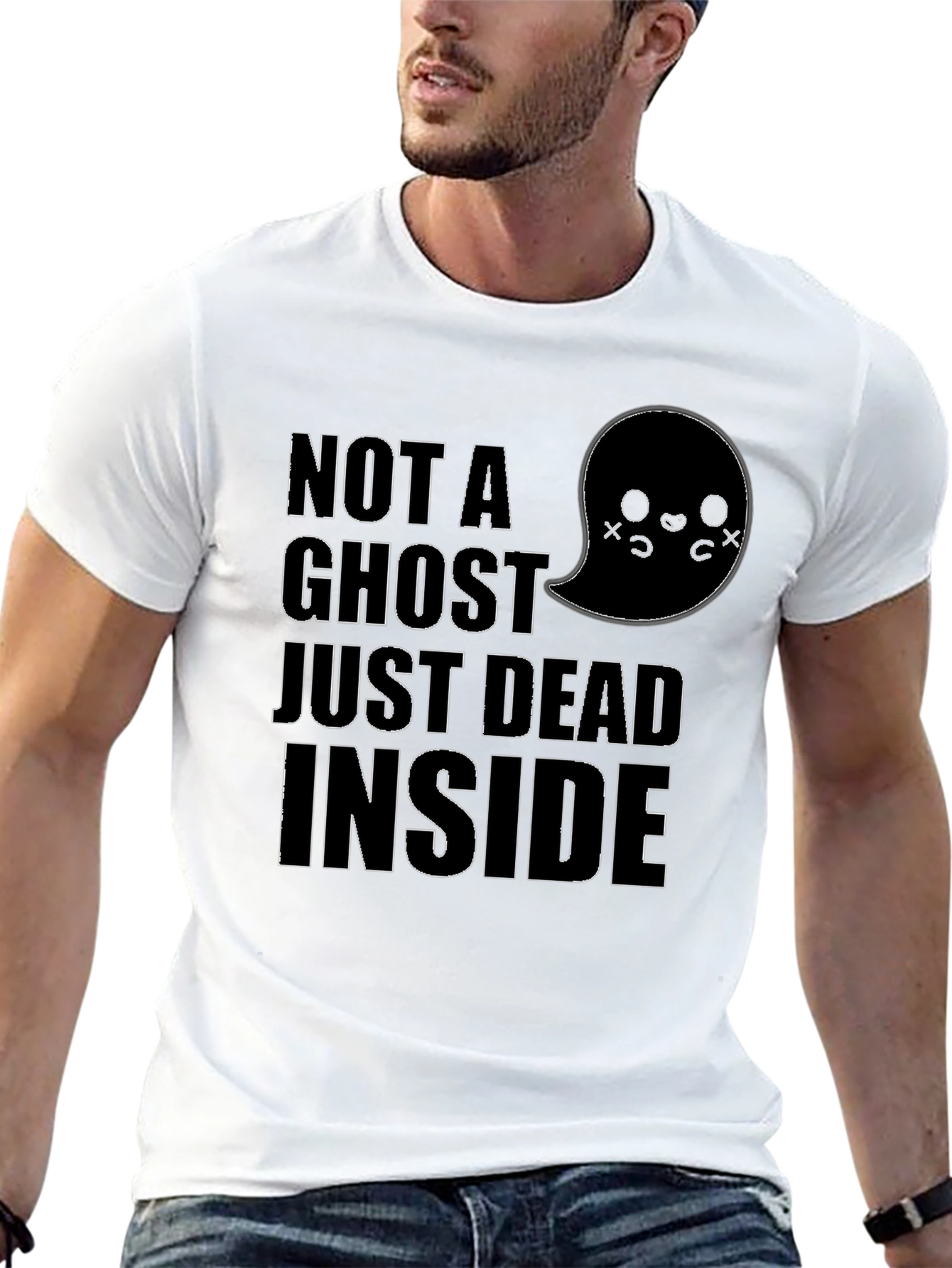 Black Not A Ghost Dead Inside Funny Graphic Tee view 13
