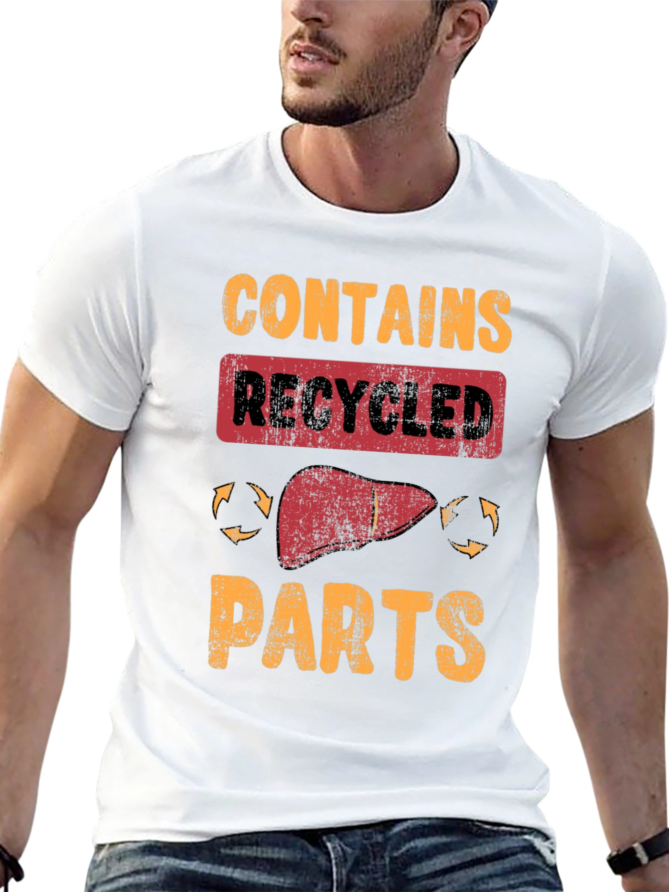 Black Contains Recycled Parts Novelty Graphic T-Shirt view 13