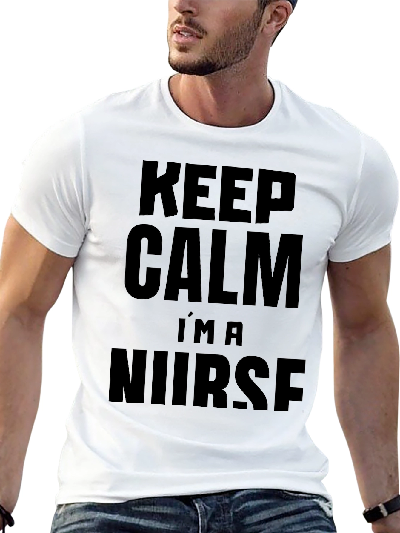 Black Keep Calm I'm A Nurse T-Shirt - Black Cotton Tee view 13