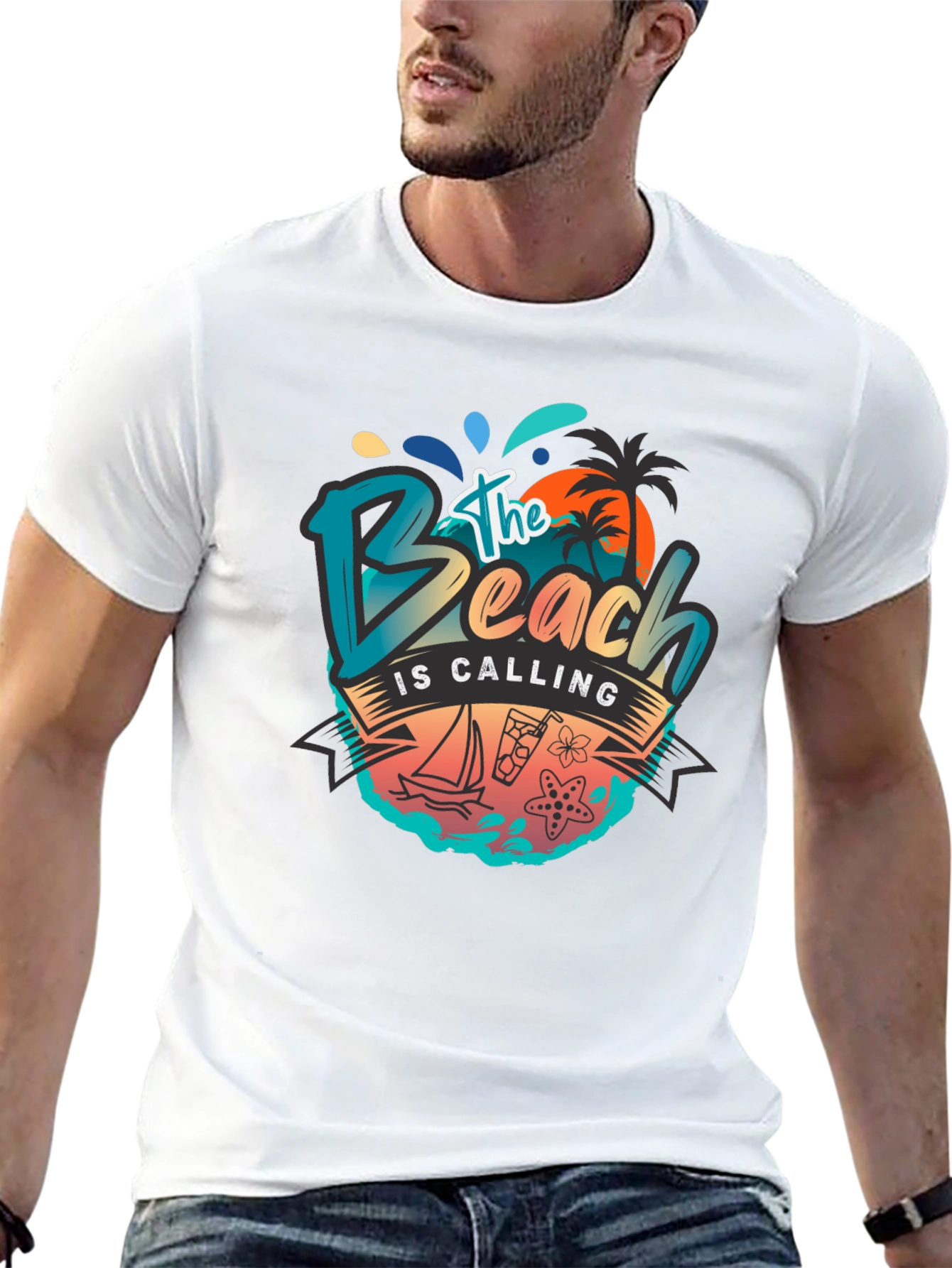 Black The Beach Is Calling Graphic T-Shirt - Black view 13