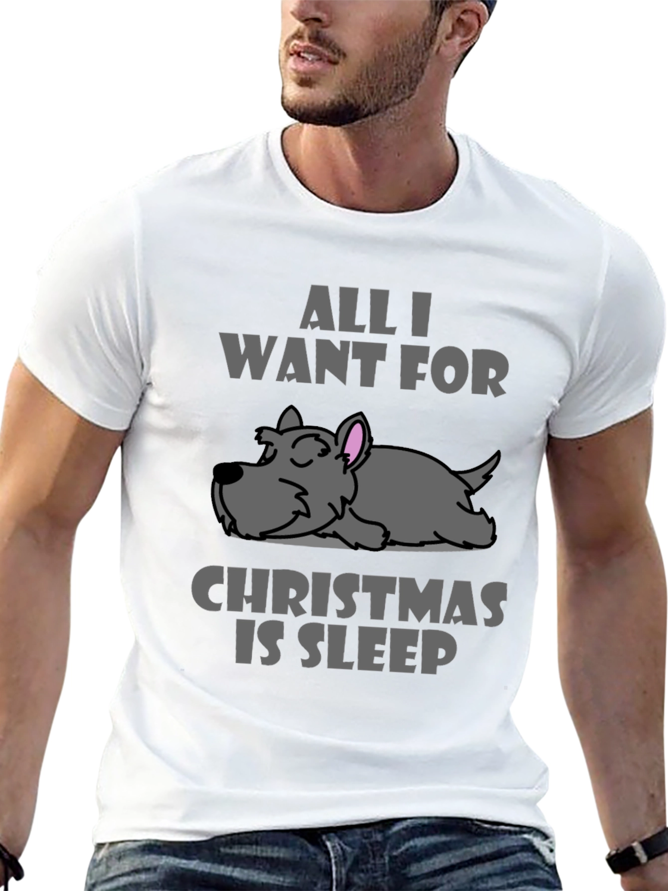 Black All I Want For Christmas Is Sleep T-Shirt view 13