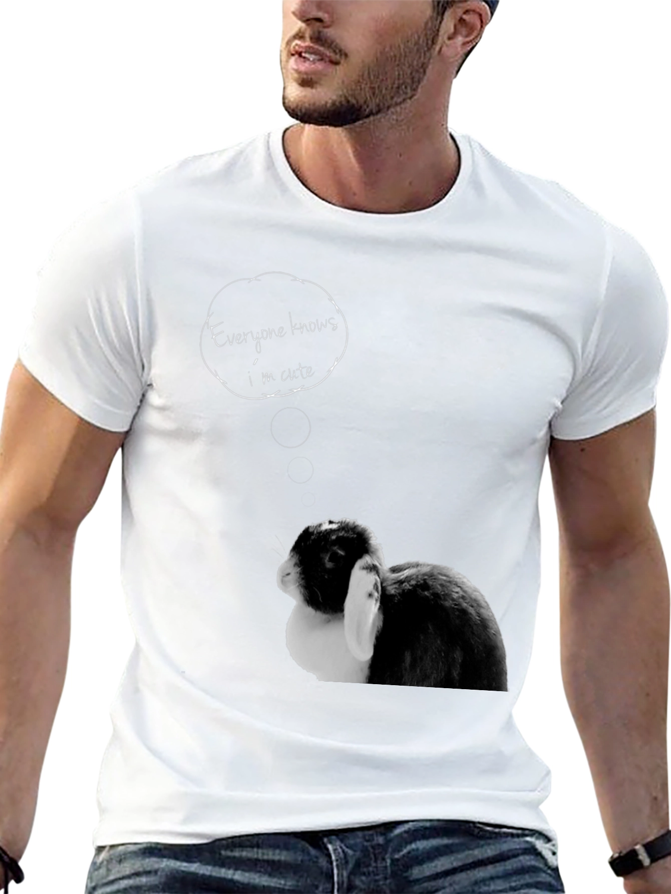 Black Cute Bunny T-Shirt - "Everyone Knows I'm Cute" view 13