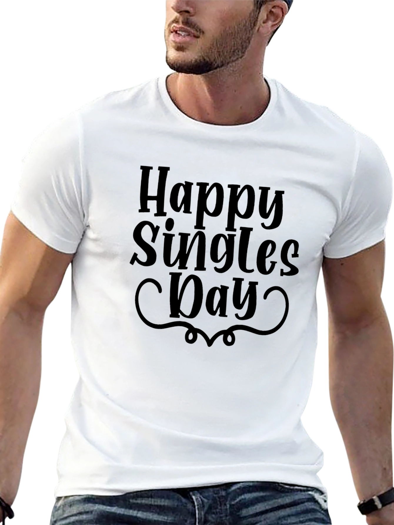 Black Happy Singles Day Black T-Shirt view 13