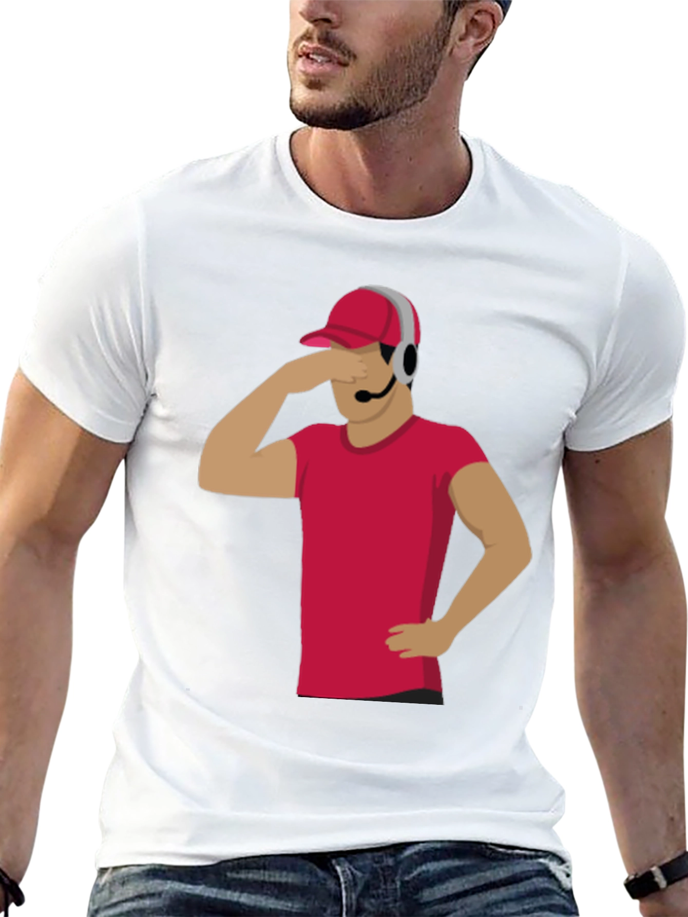 Black Funny Gamer T-Shirt with Headset - Novelty Graphic Tee view 13