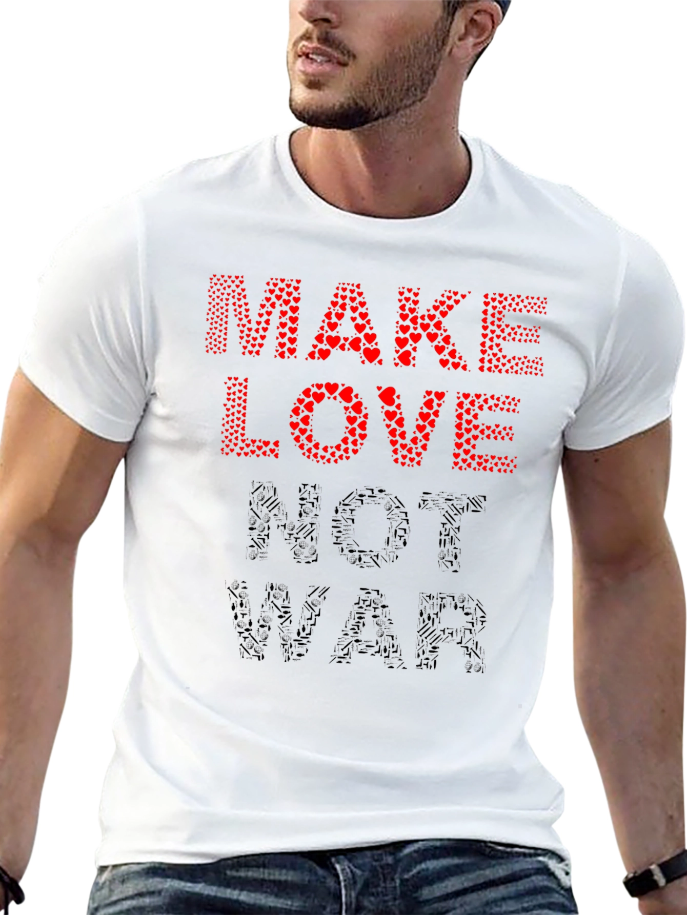 Black Make Love Not War Graphic T-Shirt view 13