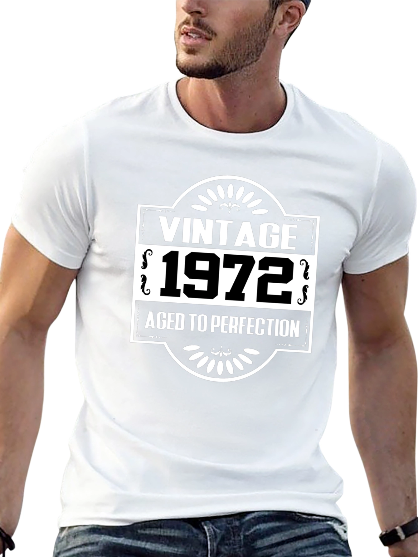 Black Vintage 1972 Aged To Perfection Black Graphic T-Shirt view 13