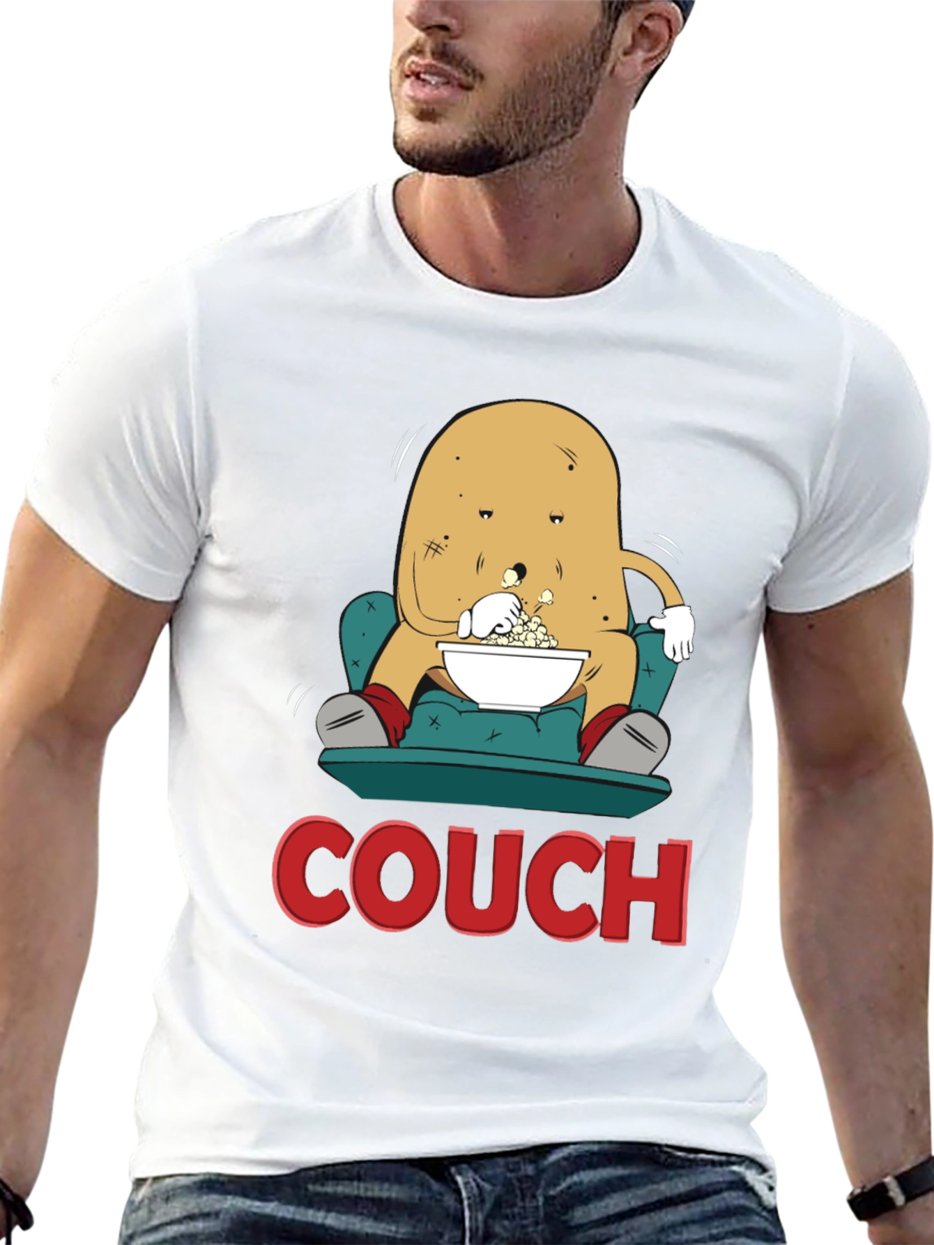 Black Potato Couch T-Shirt - Funny Lazy Spud Tee view 13