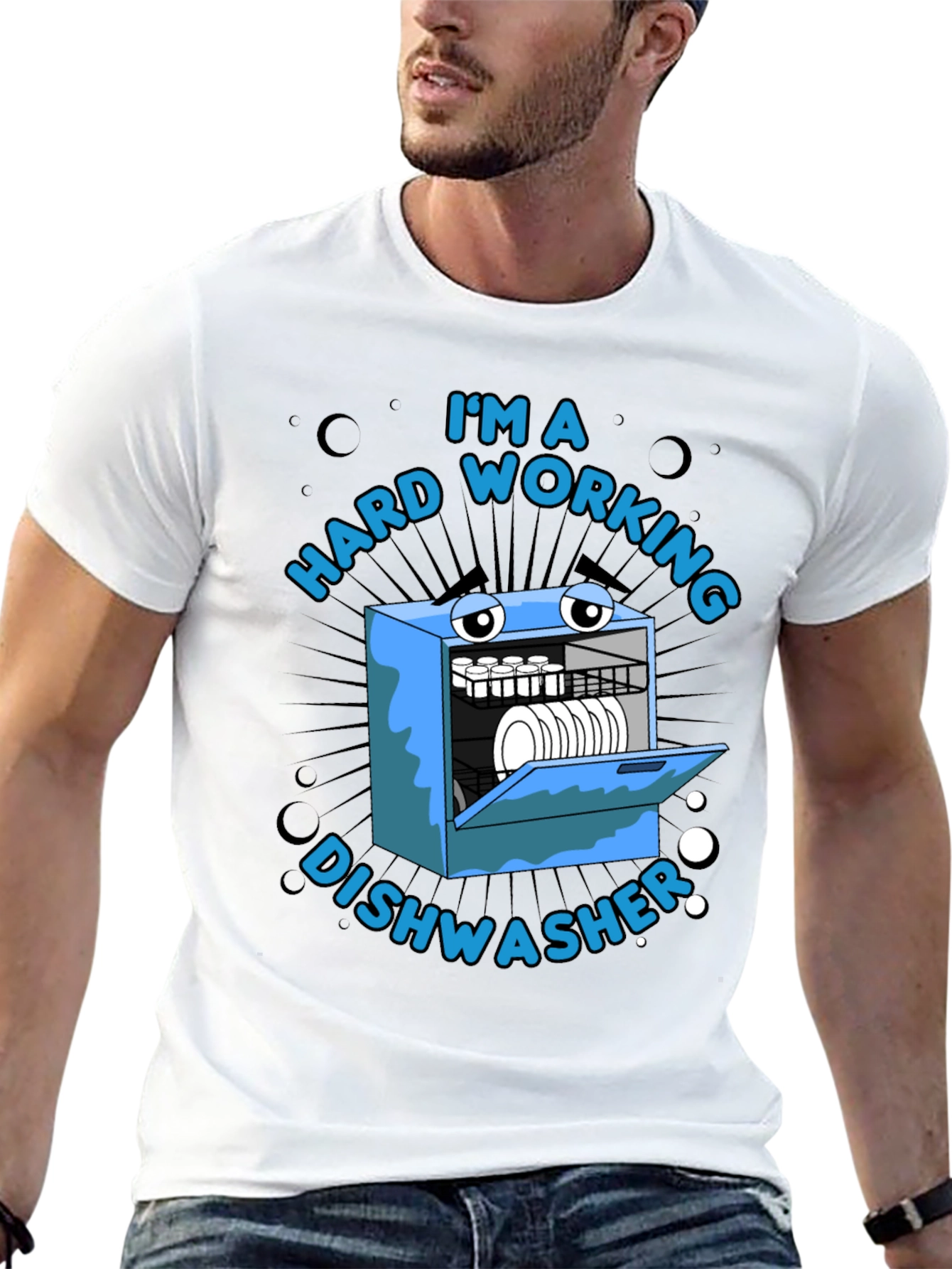 Black Hard Working Dishwasher Graphic T-Shirt view 13