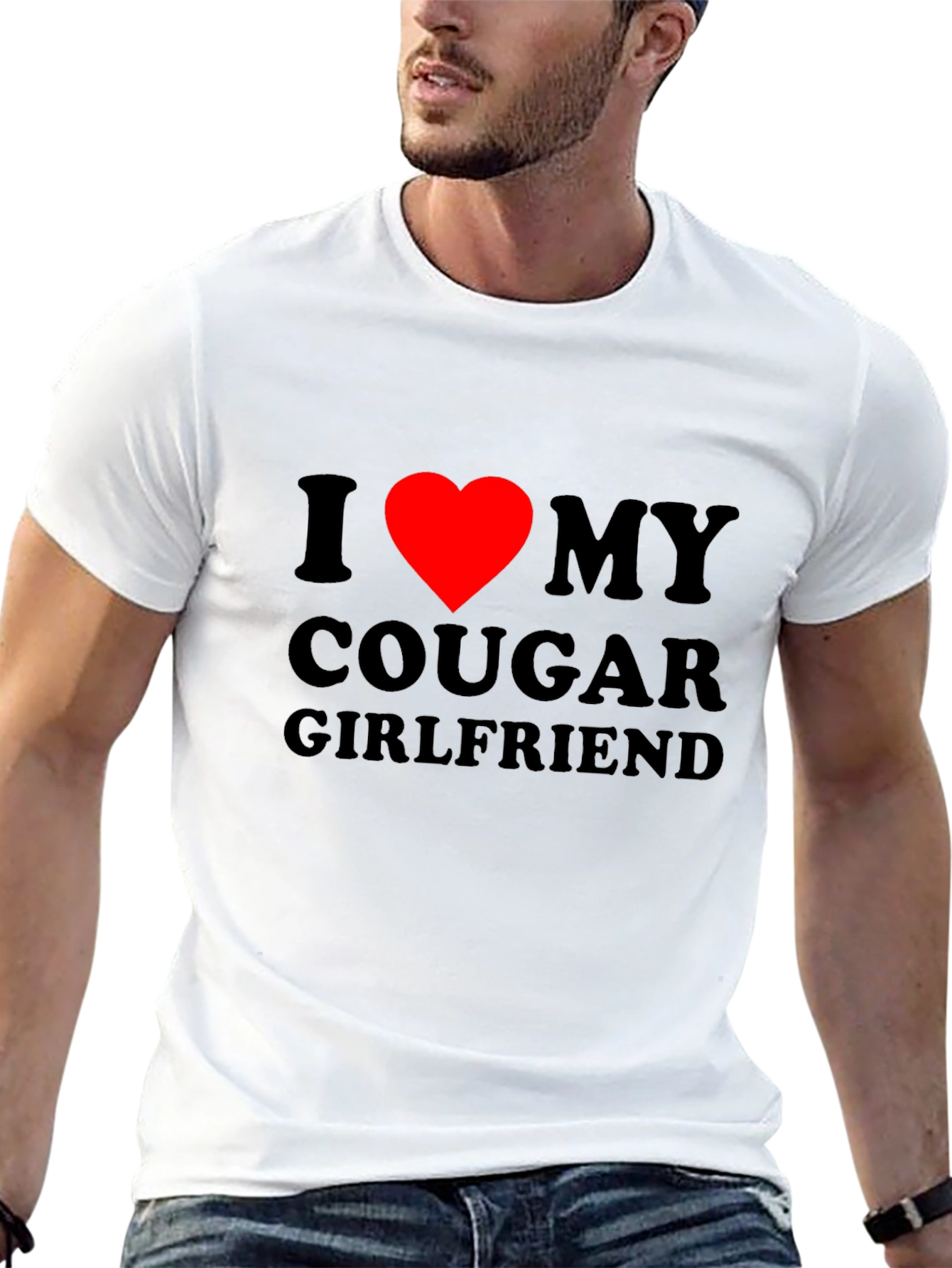 Black I Heart My Cougar Girlfriend T-Shirt - Bold Graphic Tee view 13
