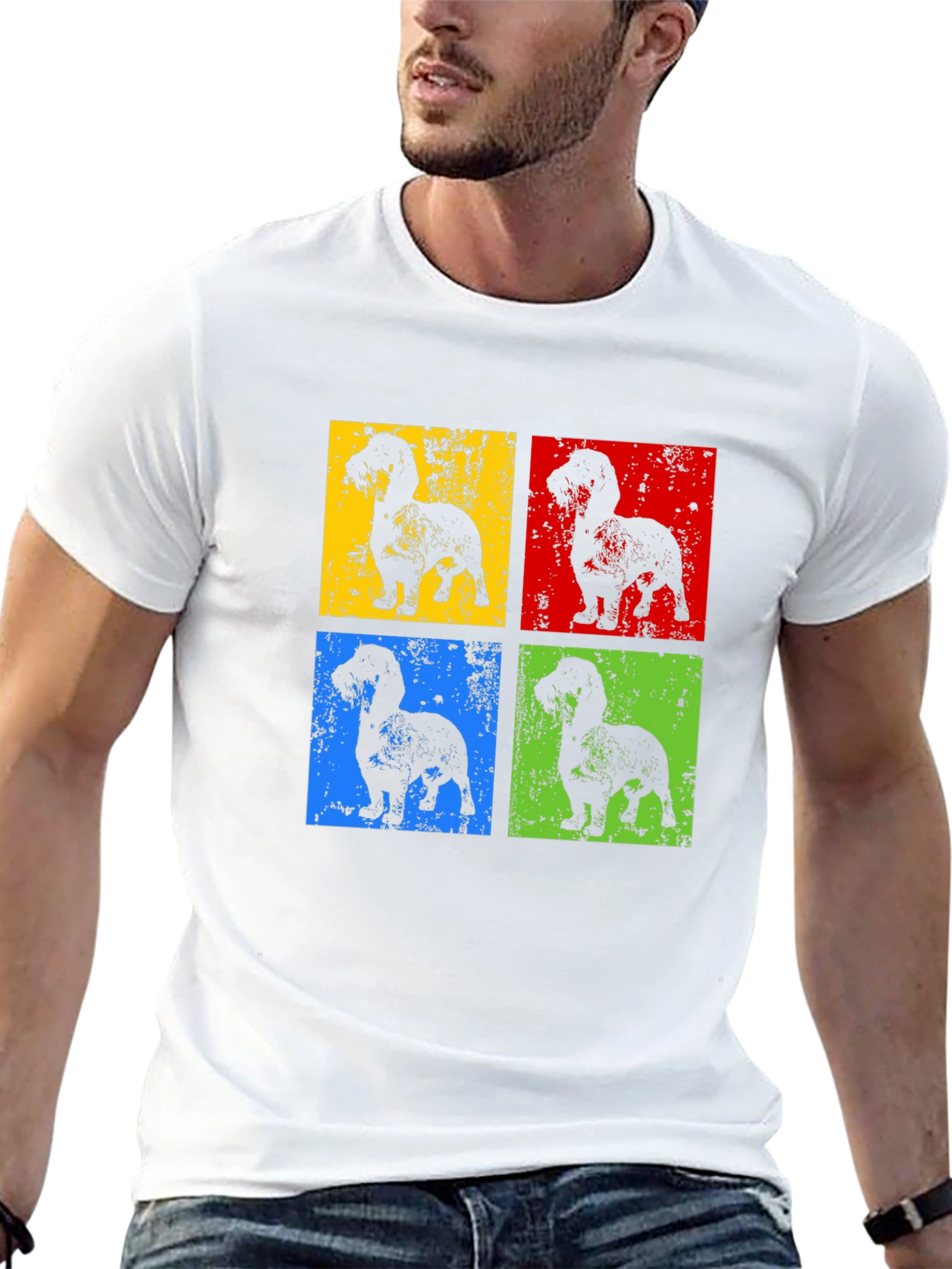 Black Dachshund Pop Art T-Shirt - Modern Dog Lover Tee view 13