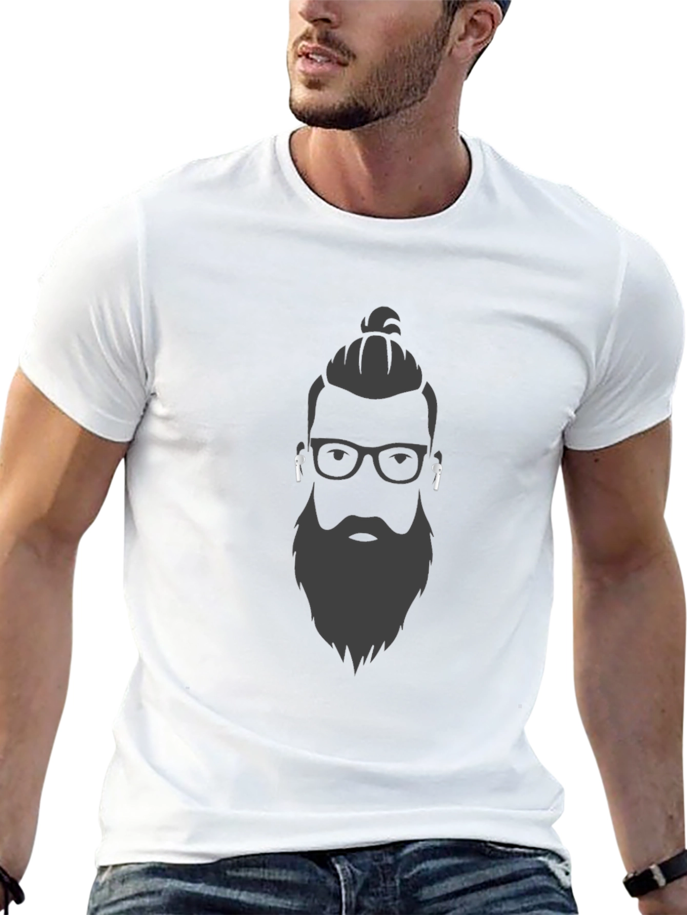 Black Bearded Man Graphic T-Shirt - Stylish Unisex Tee view 13