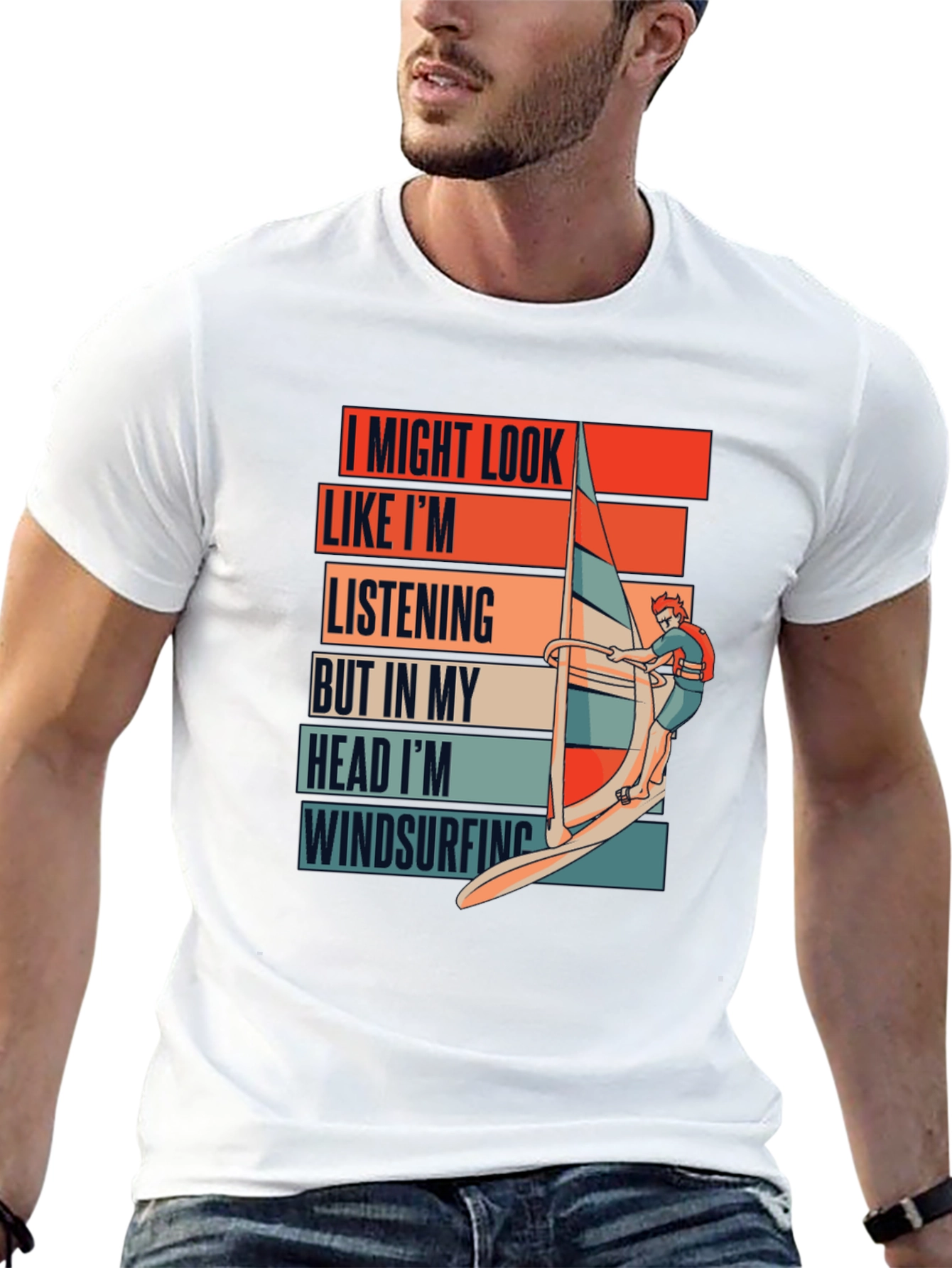 Black Windsurfing Mind T-Shirt - Funny Ocean Sports Tee view 13