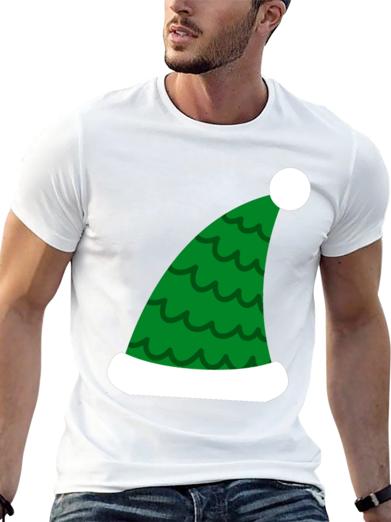 Black Festive Christmas Elf Hat T-Shirt view 13