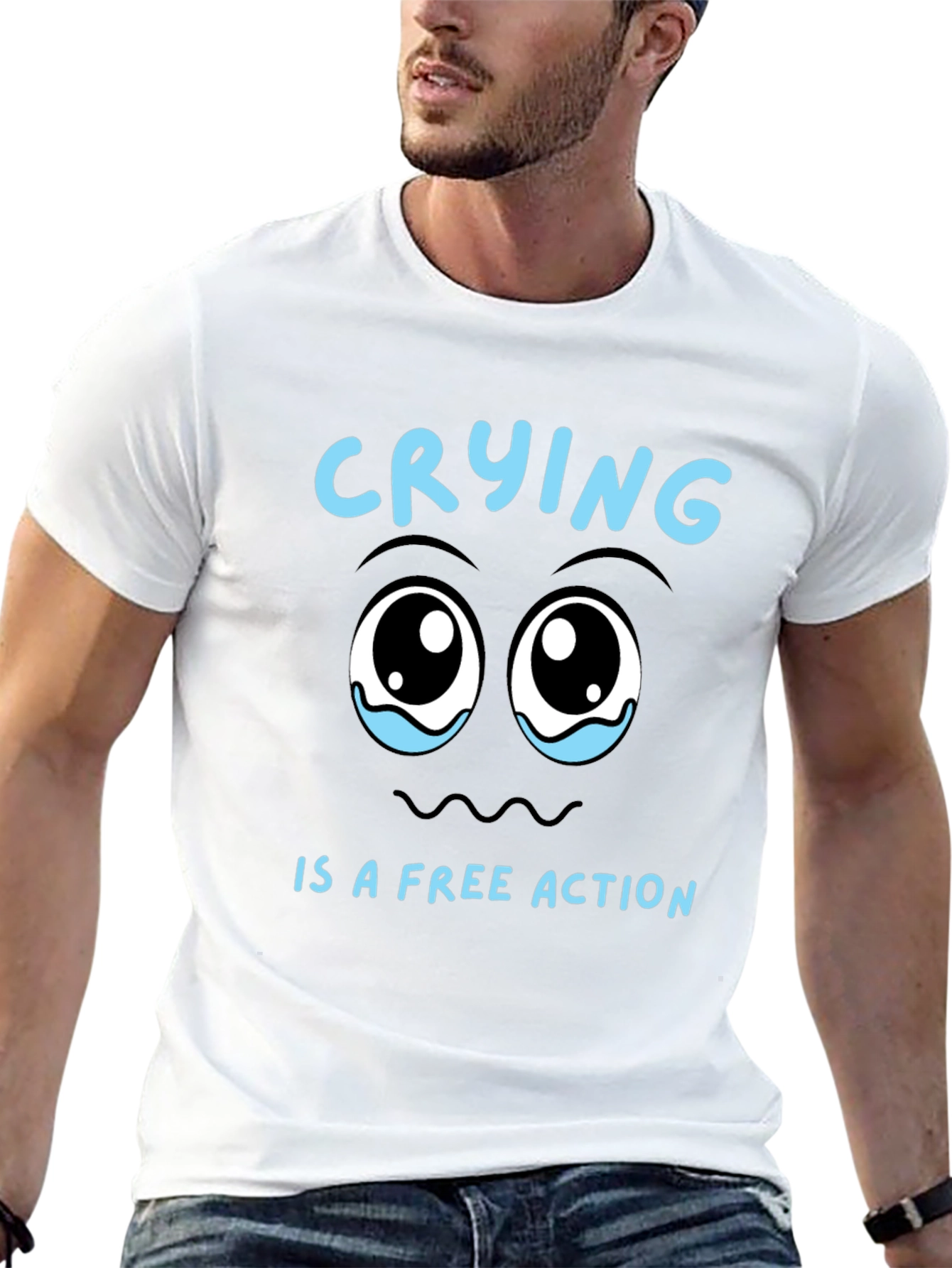 Black Crying is a Free Action Black T-Shirt view 13