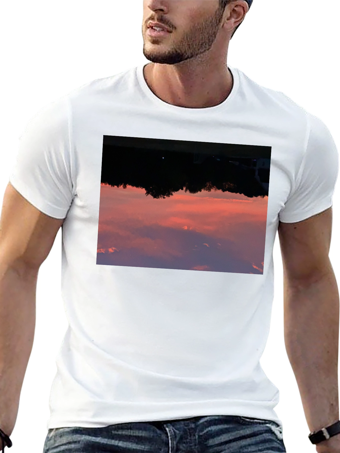 Black Sunset Sky Graphic Black T-Shirt view 13