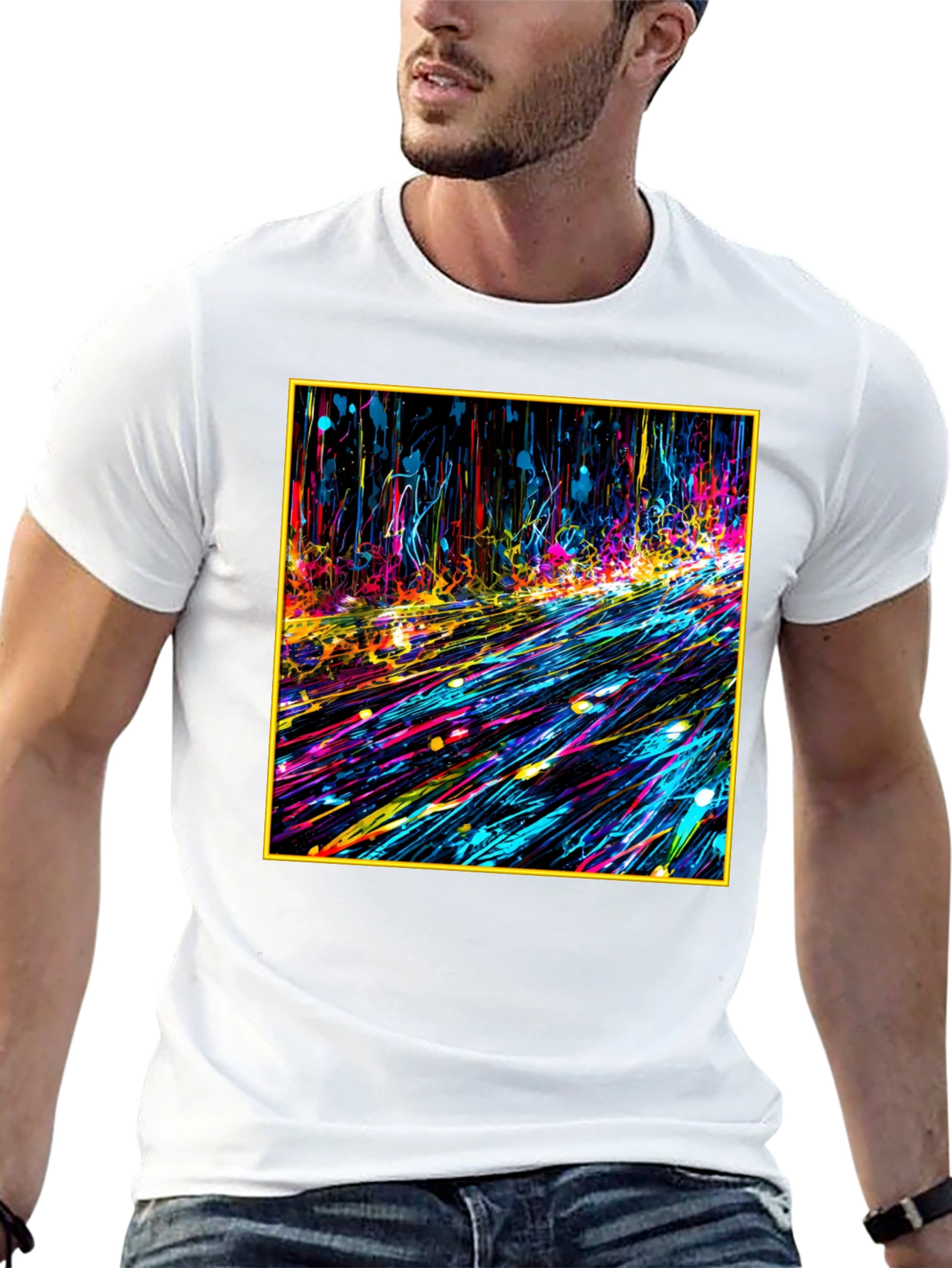 Black Abstract Art Black Tee - Bold Graphic Print view 13