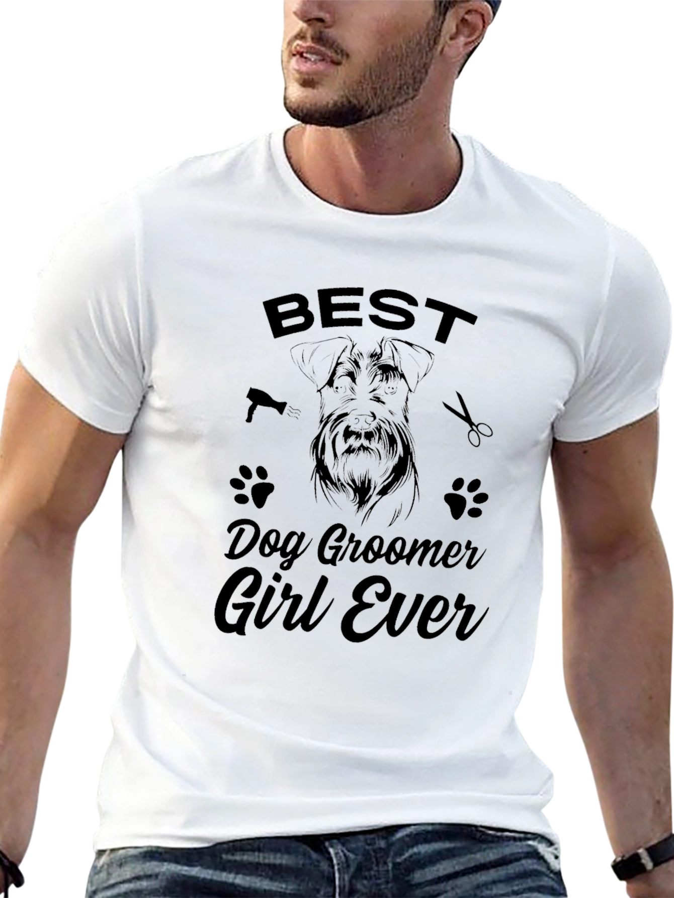 Black Best Dog Groomer Girl Ever Graphic T-Shirt view 13