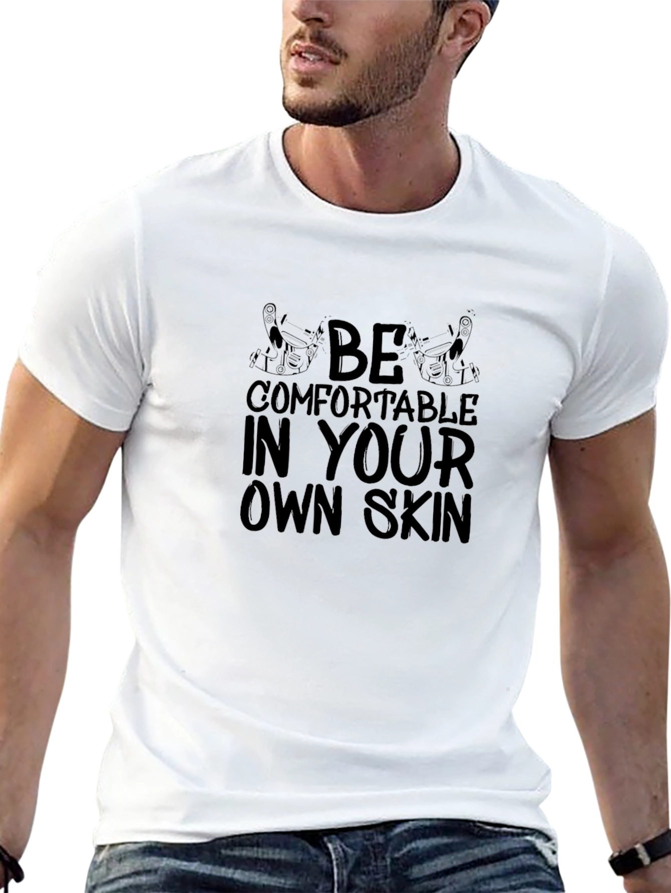 Black Be Comfortable in Your Own Skin Graphic Tee view 13