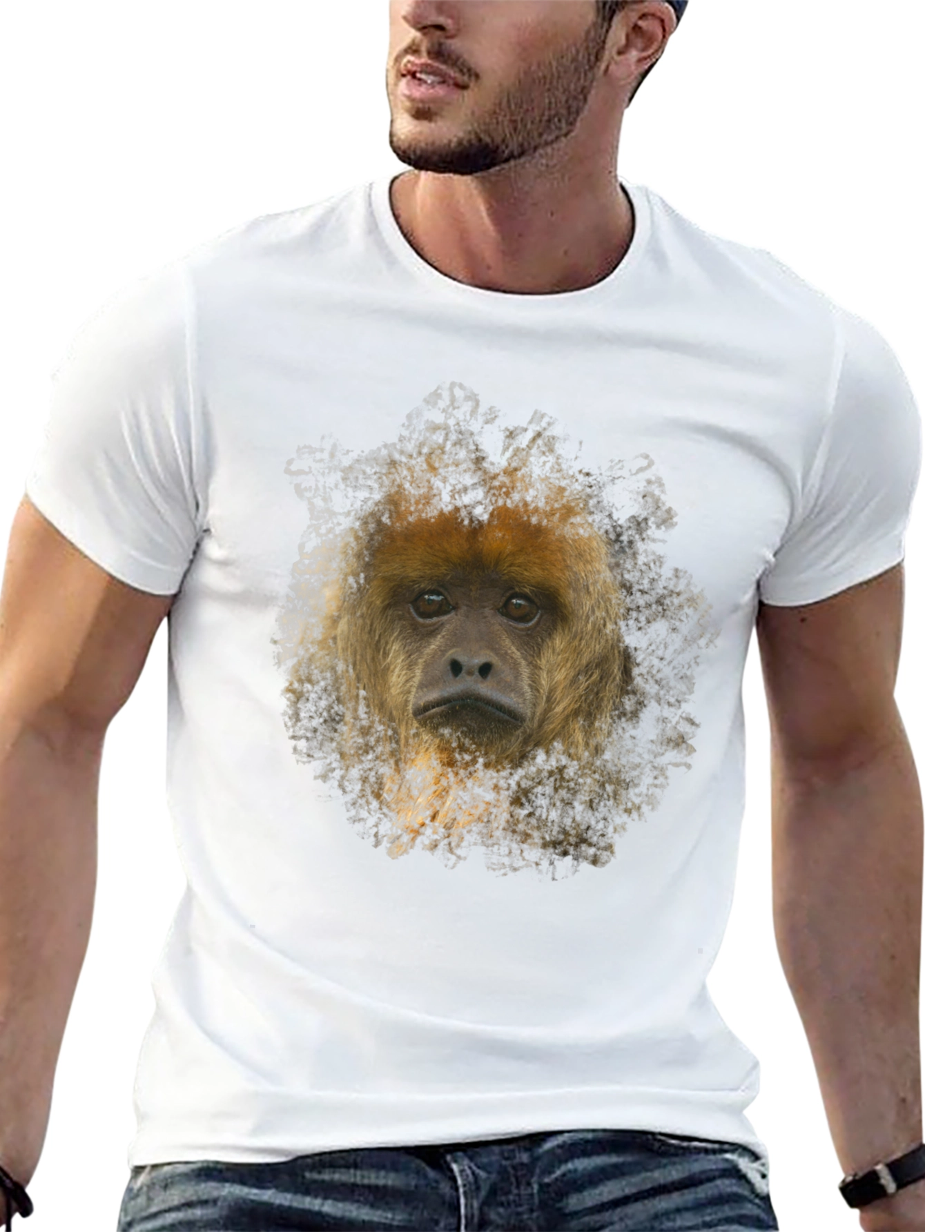 Monkey Face Graphic Black T-Shirt - 13