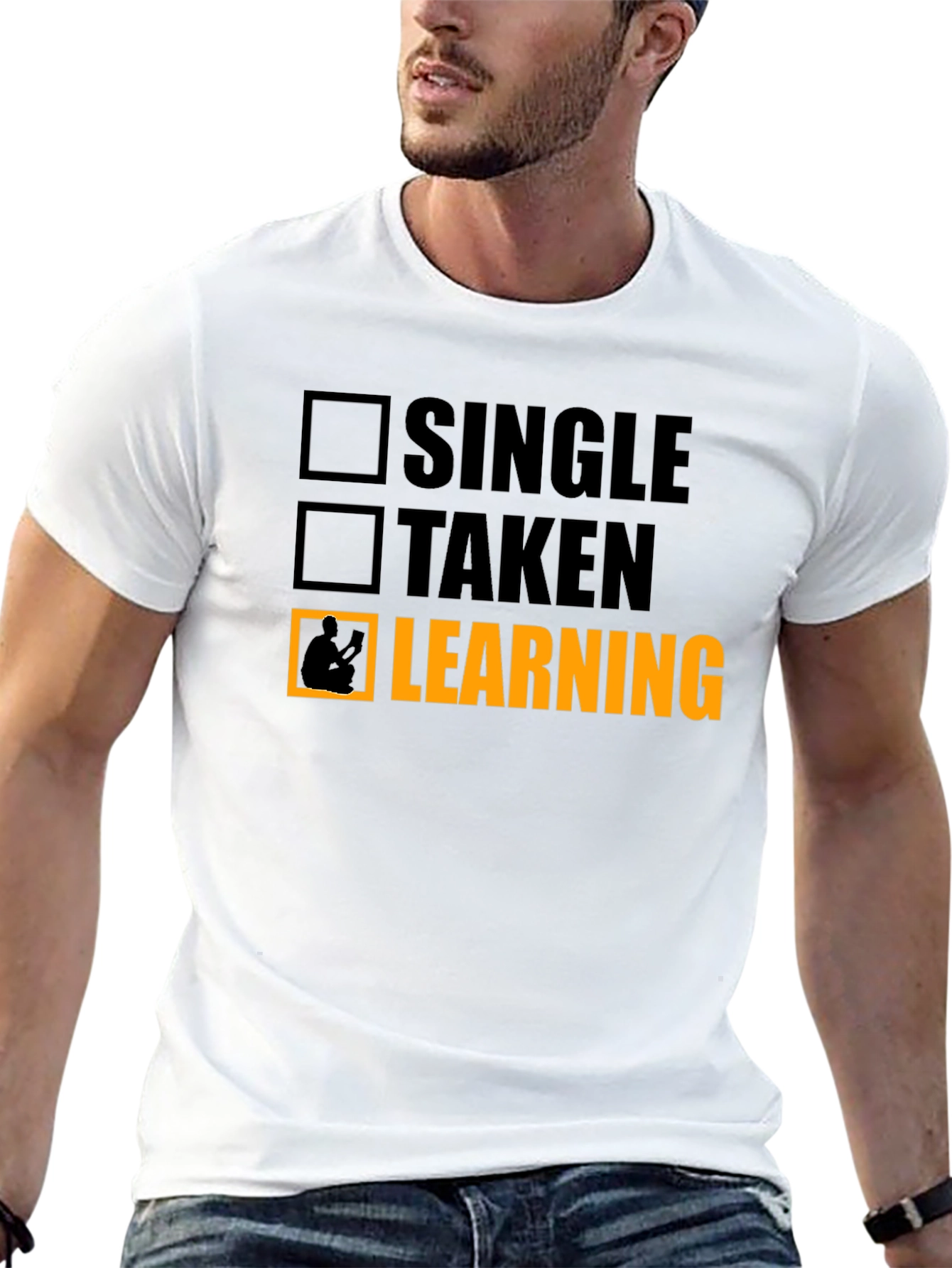 Black Single Taken Learning T-Shirt view 13
