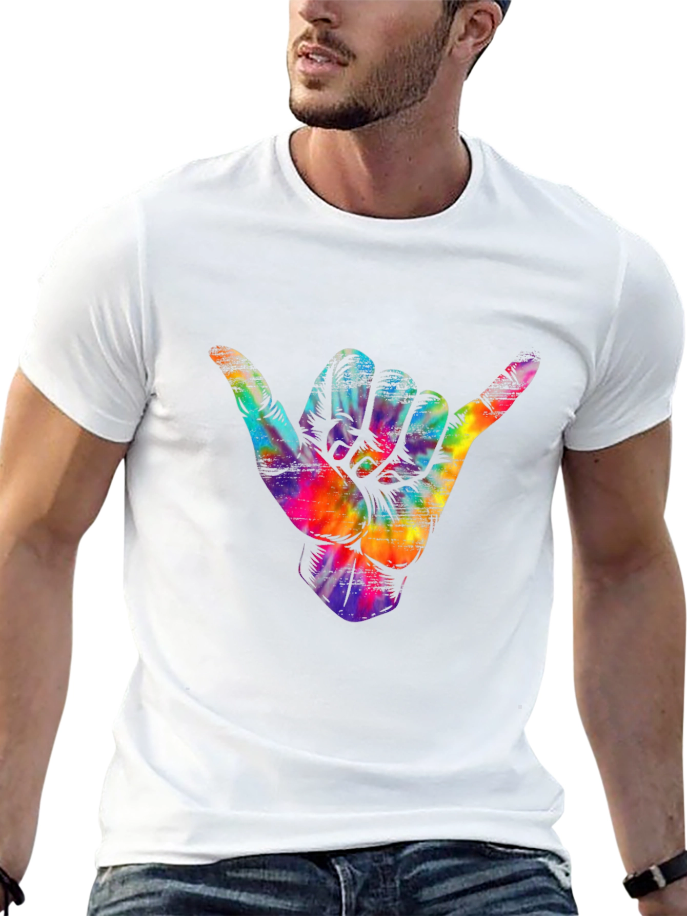 Black Shaka Hand Tie Dye T-Shirt - Hang Loose Tee view 13