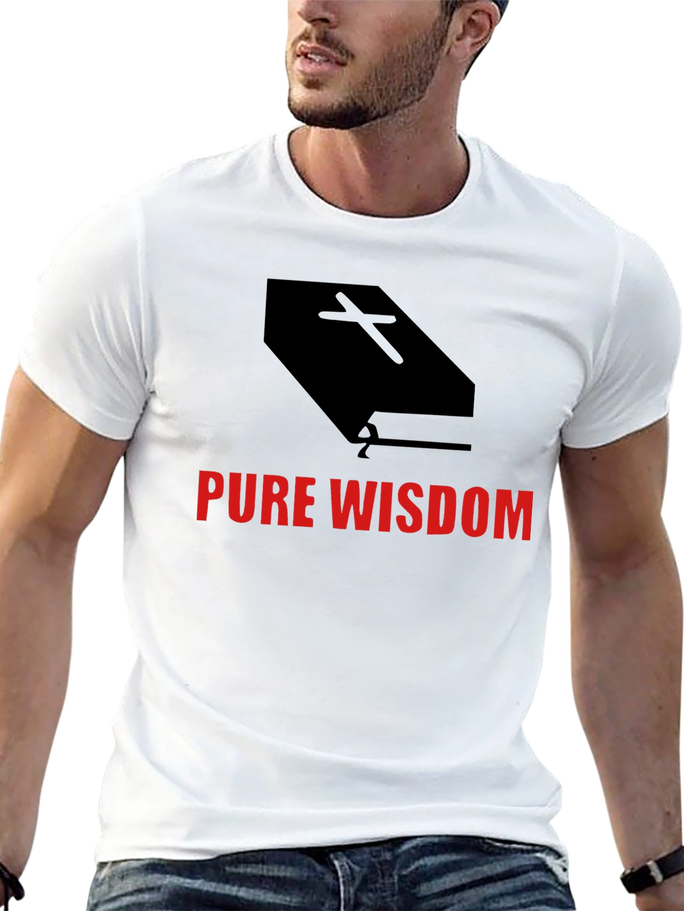 Black Pure Wisdom Graphic Tee - Black Cotton Blend view 13