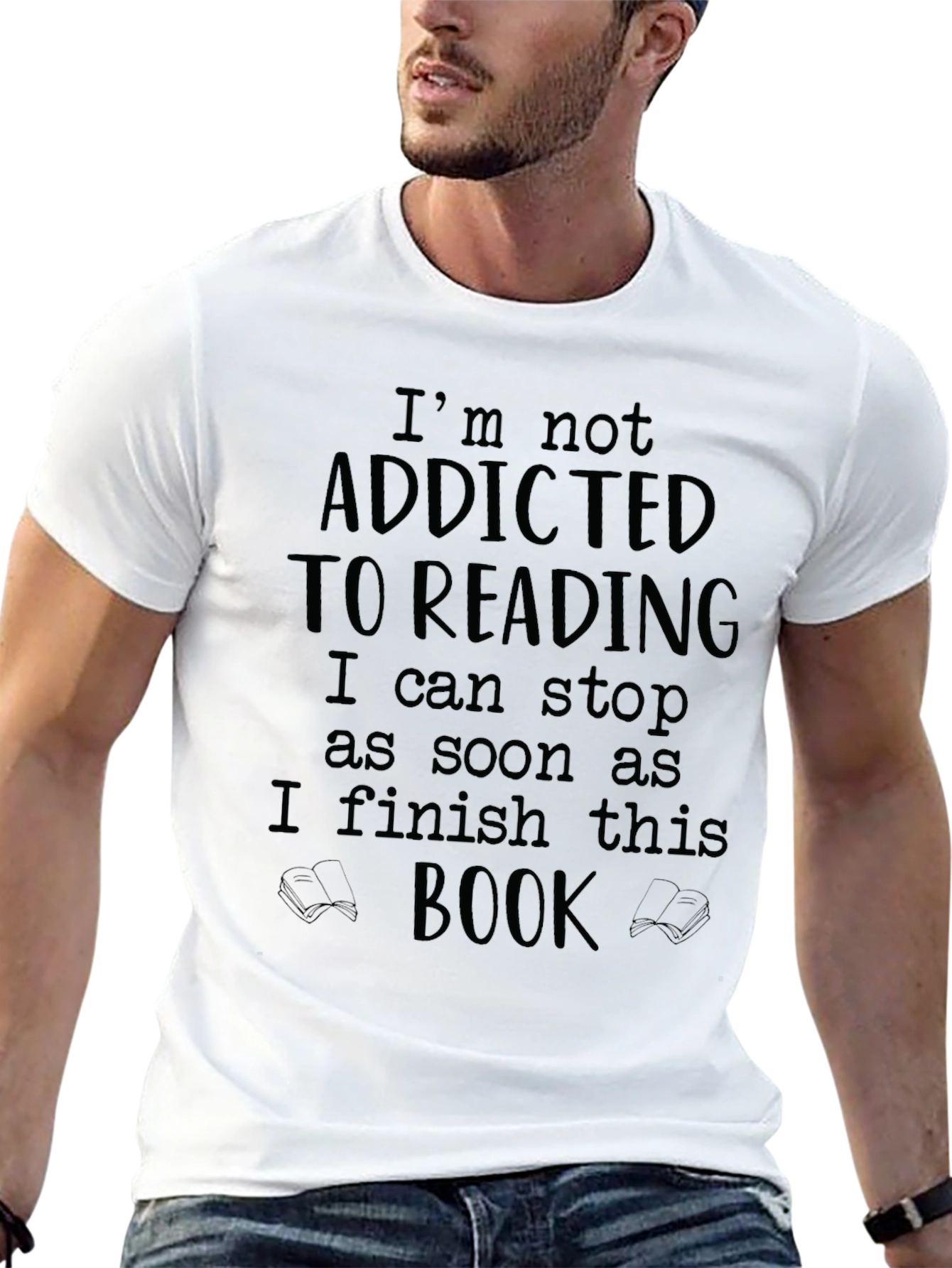 Black Funny Reading T-Shirt: Addicted to Books Graphic Tee view 13