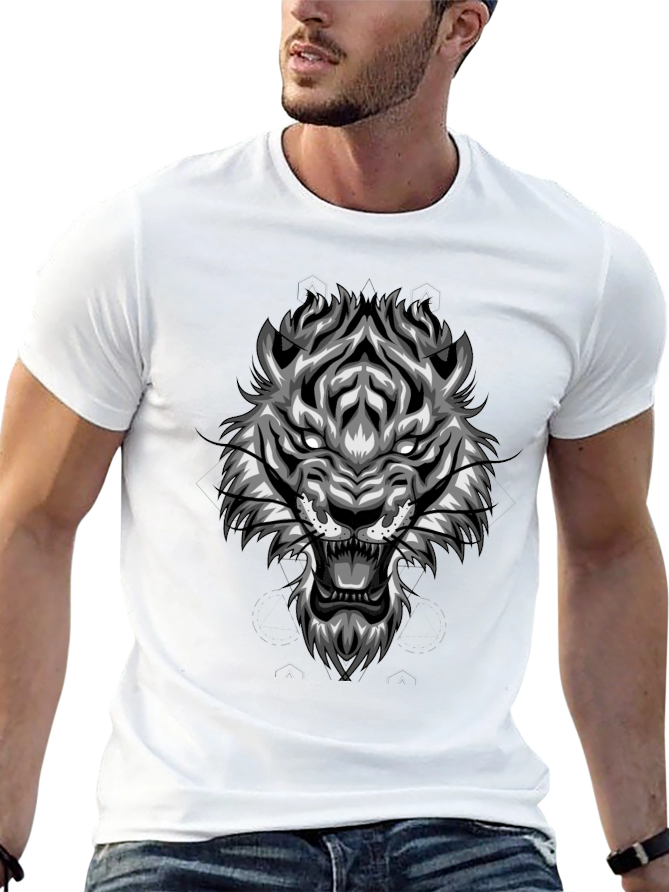 Black Tiger Graphic Print Black T-Shirt view 13