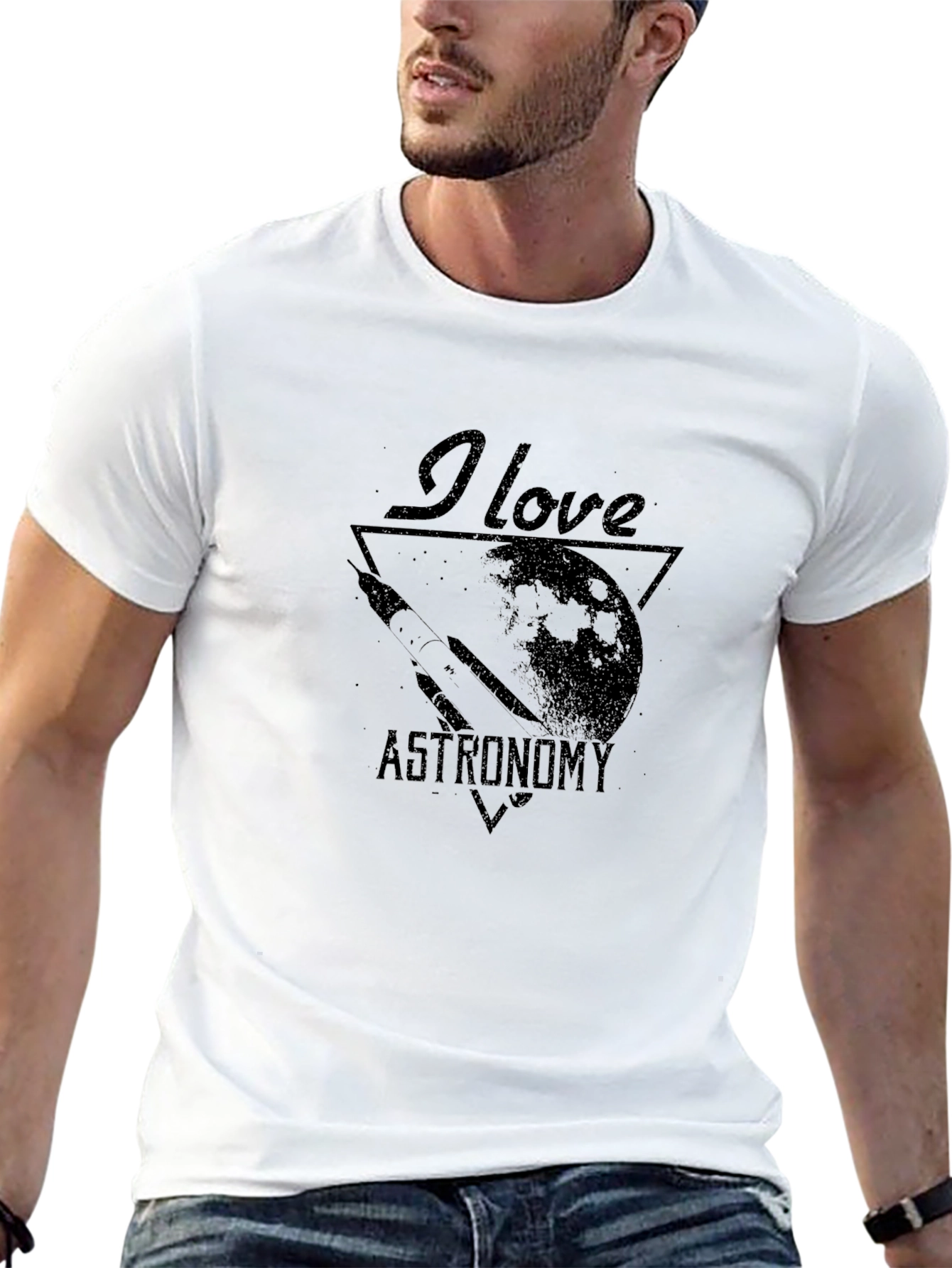 Black I Love Astronomy Black Graphic T-Shirt view 13