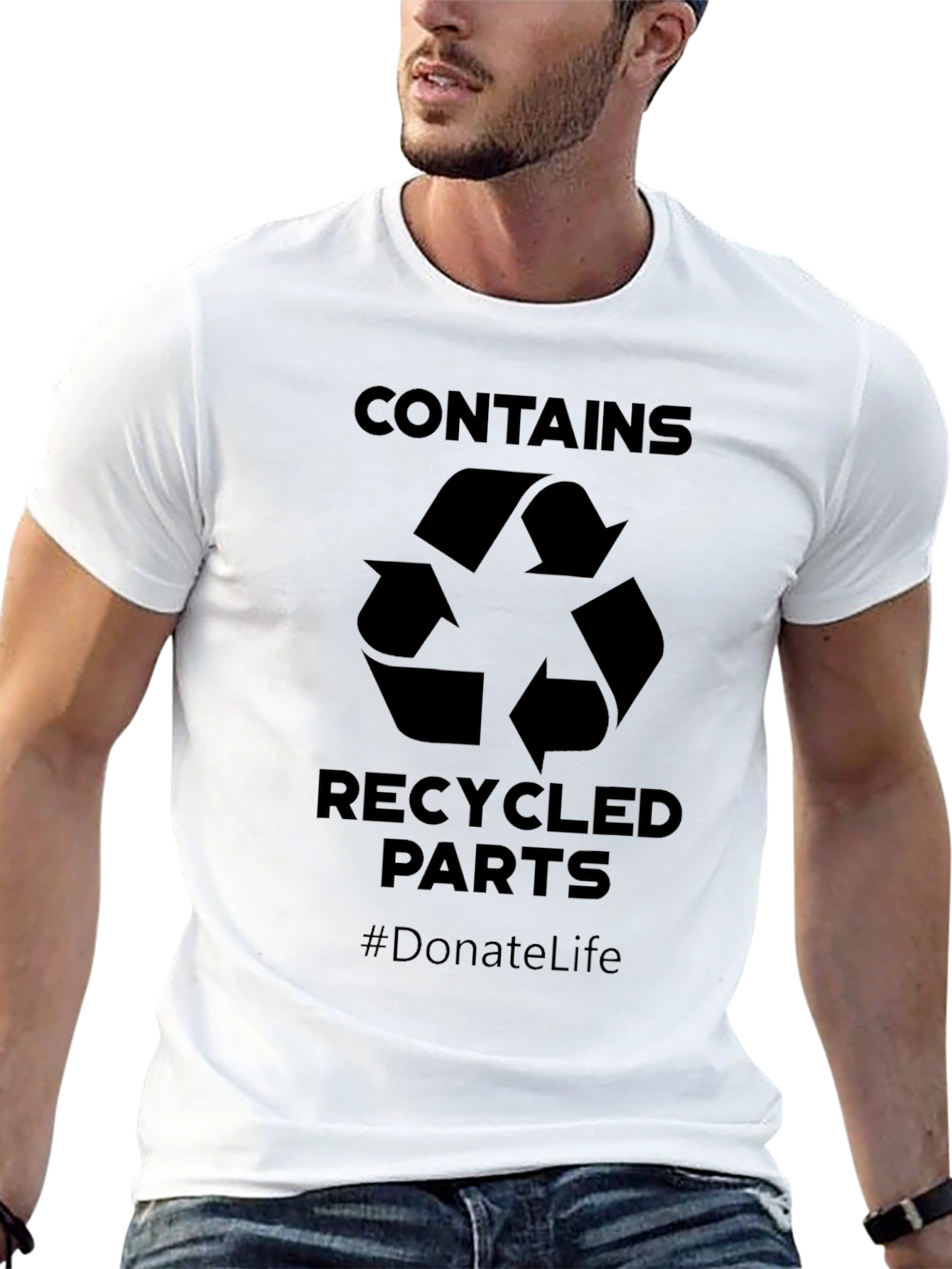 Black Contains Recycled Parts T-Shirt - Donate Life view 13
