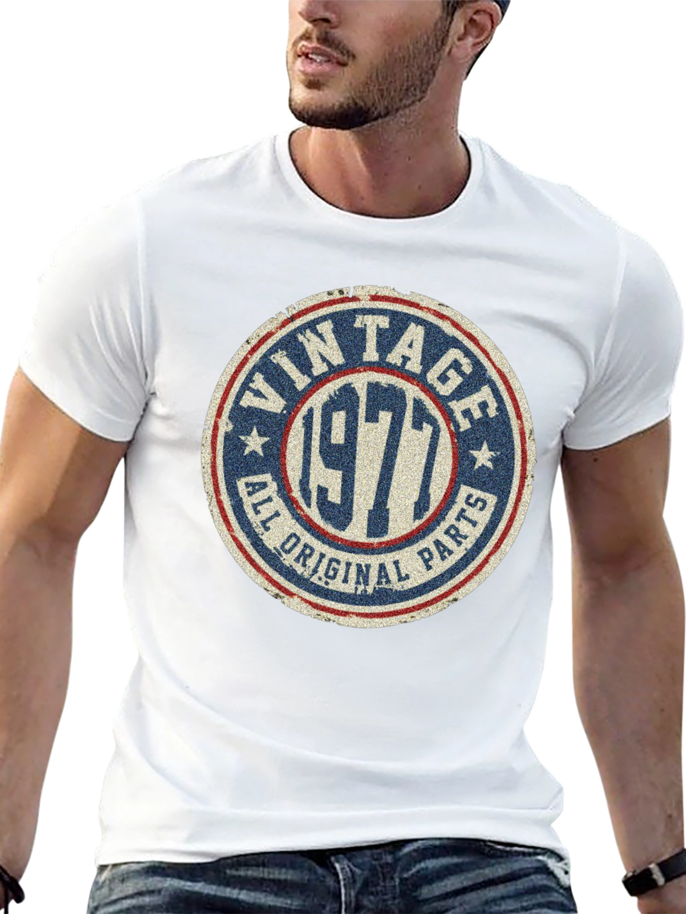 Black Vintage 1977 All Original Parts T-Shirt view 13