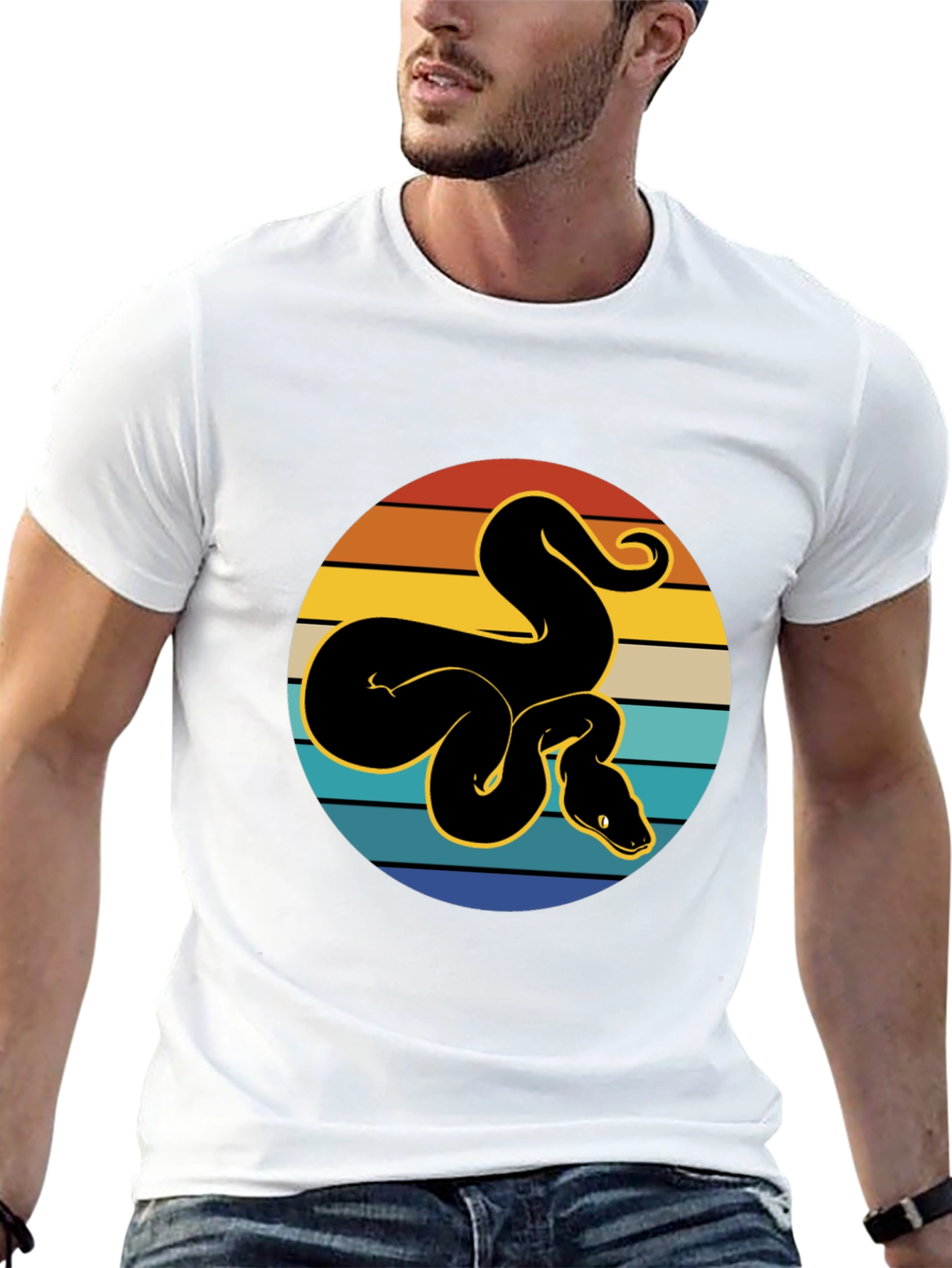 Black Retro Snake Graphic Tee - Black T-Shirt view 13