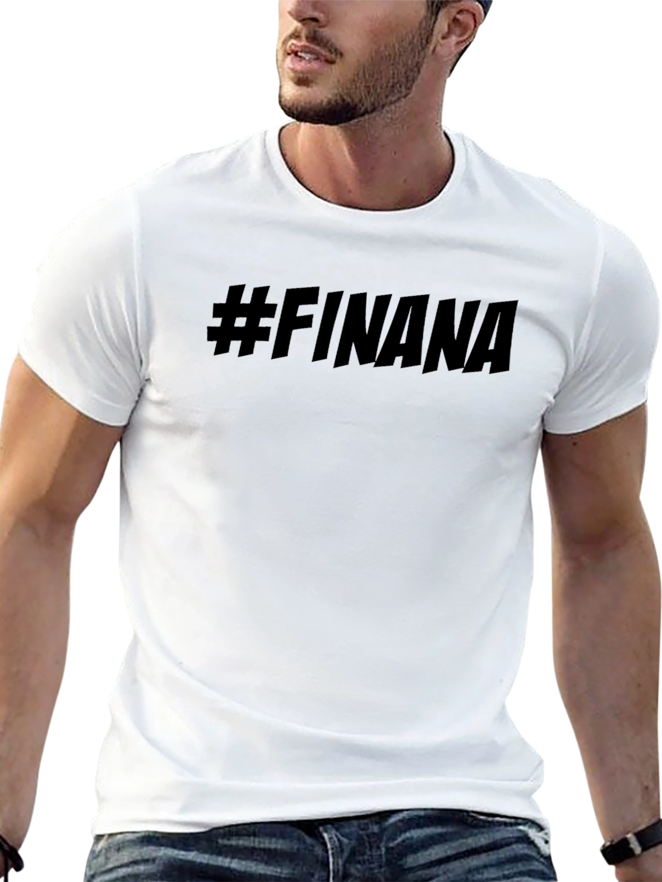 Black #FINANA Black Graphic Tee - Trendy Casual Style view 13