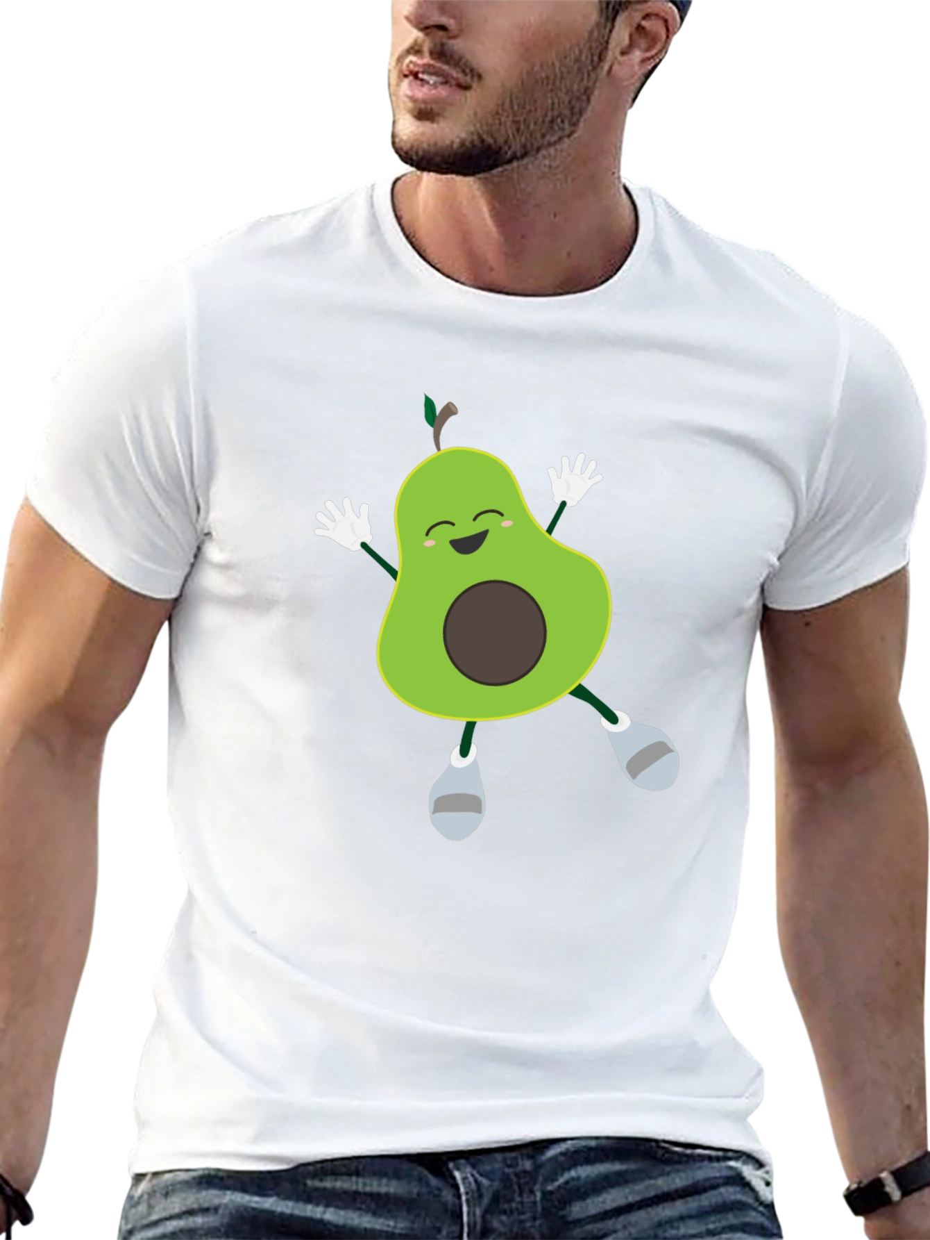 Black Funny Avocado T-Shirt - Happy Dancing Fruit Tee view 13