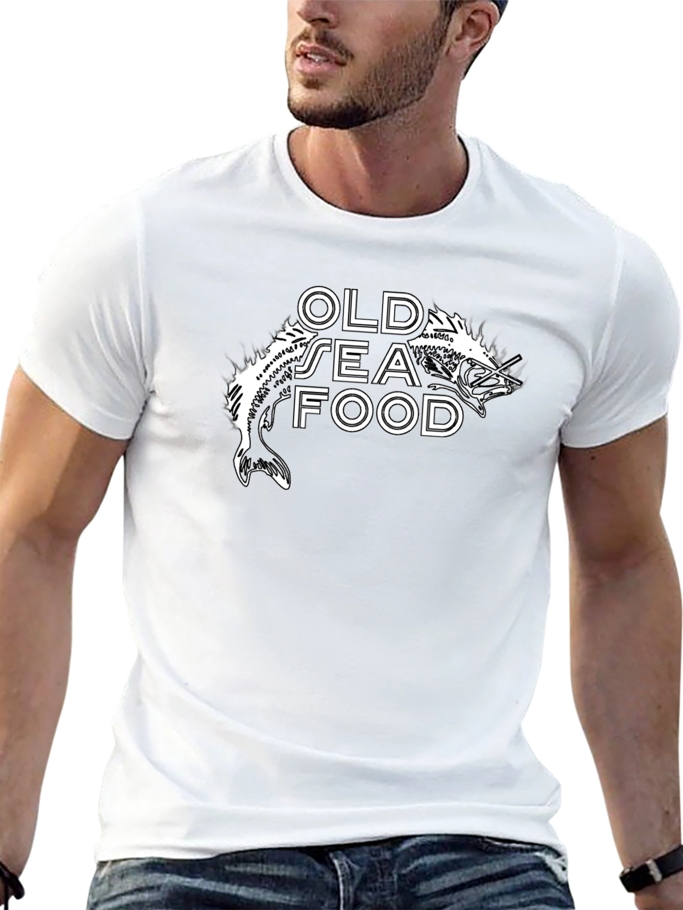 Black Old Sea Food T-Shirt - Graphic Print view 13