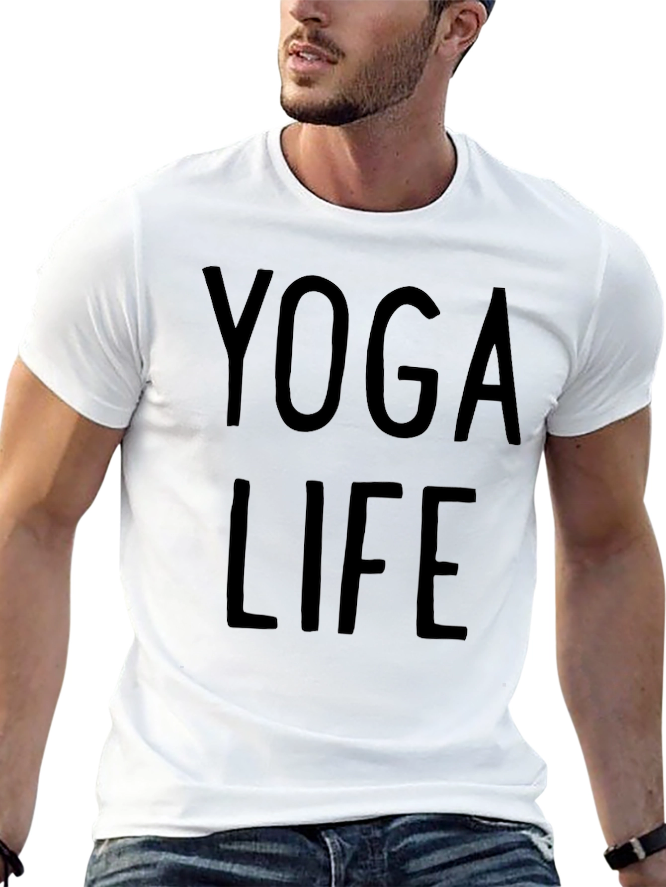 Black Yoga Life Graphic T-Shirt - Black Cotton Blend view 13