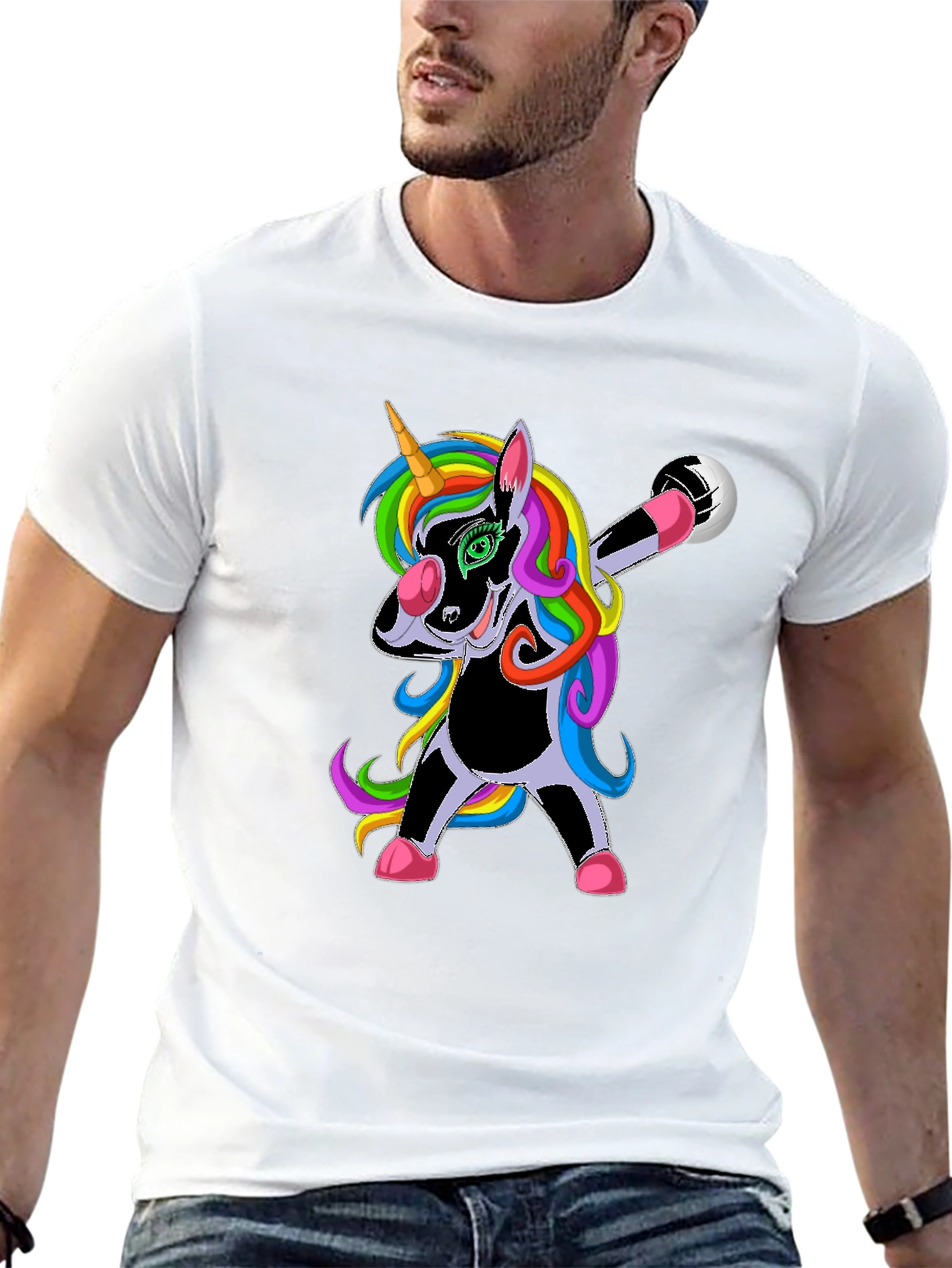 Black Dabbing Unicorn Soccer T-Shirt view 13