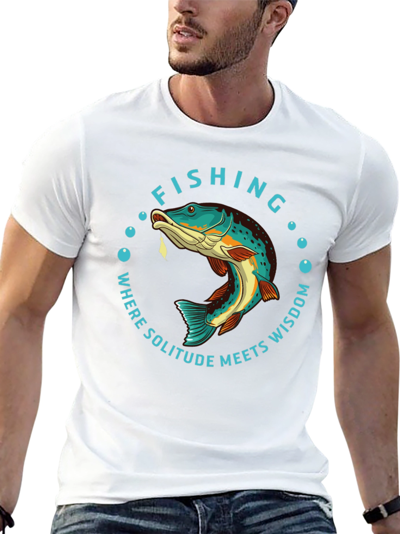 Black Fishing Solitude Wisdom Graphic Tee view 13