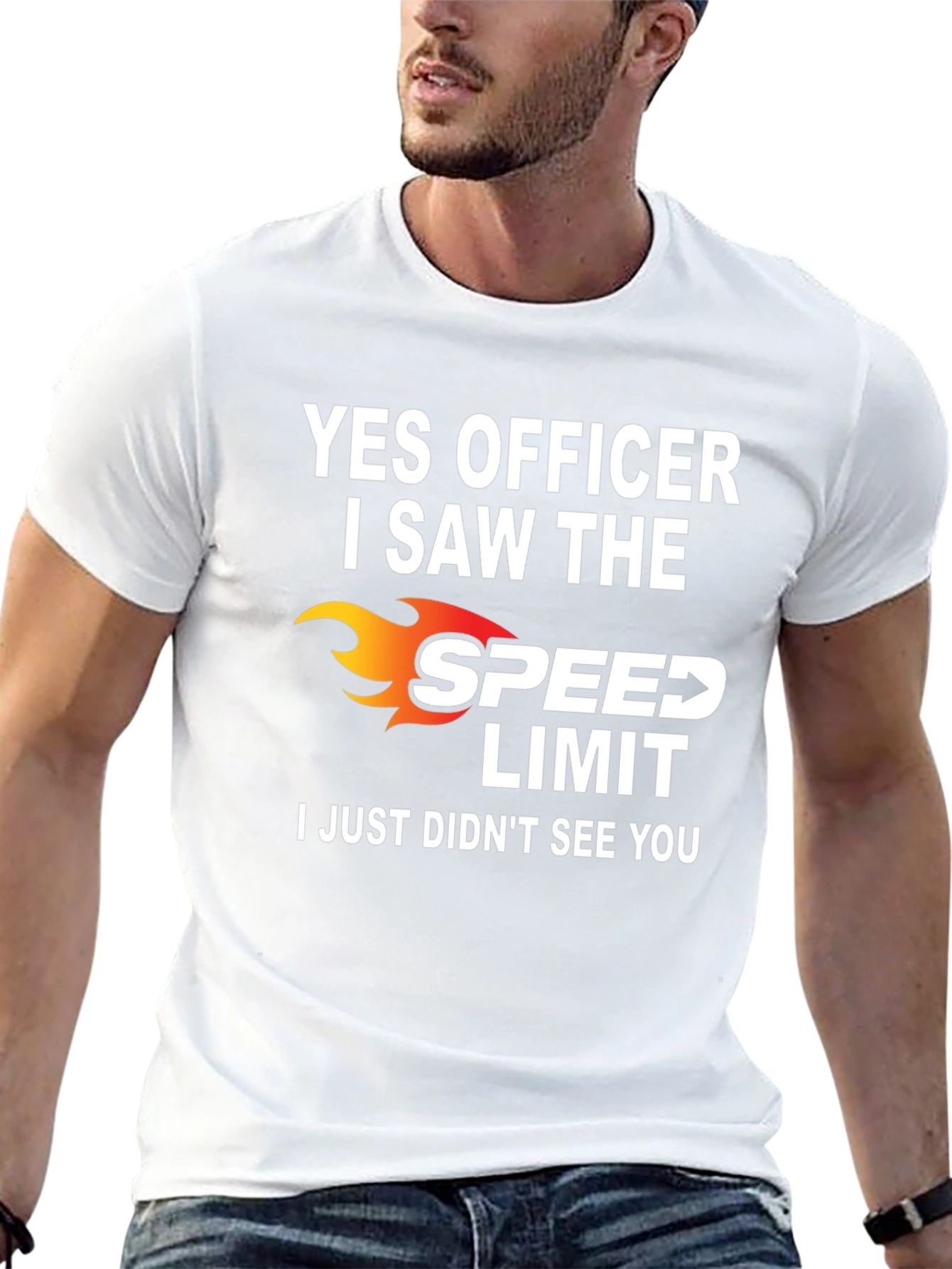 Black Funny Speed Limit T-Shirt - Yes Officer view 13
