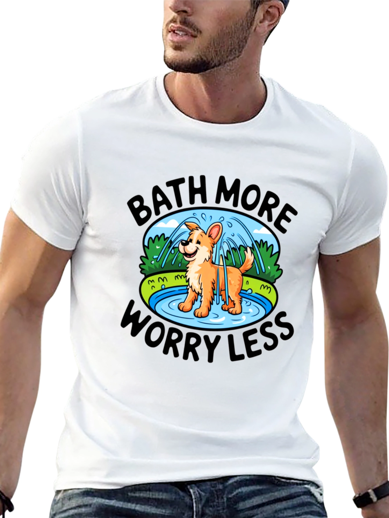 Black Bath More Worry Less Dog T-Shirt view 13