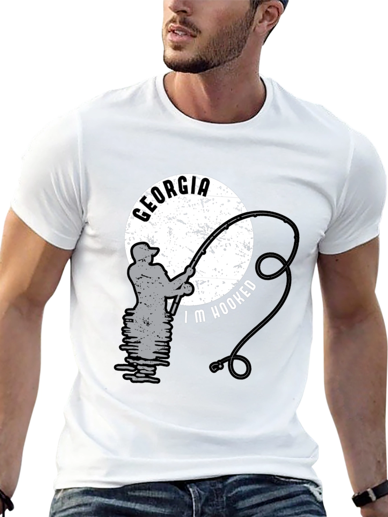 Black Georgia Fishing T-Shirt - "I'm Hooked" Black Tee view 13